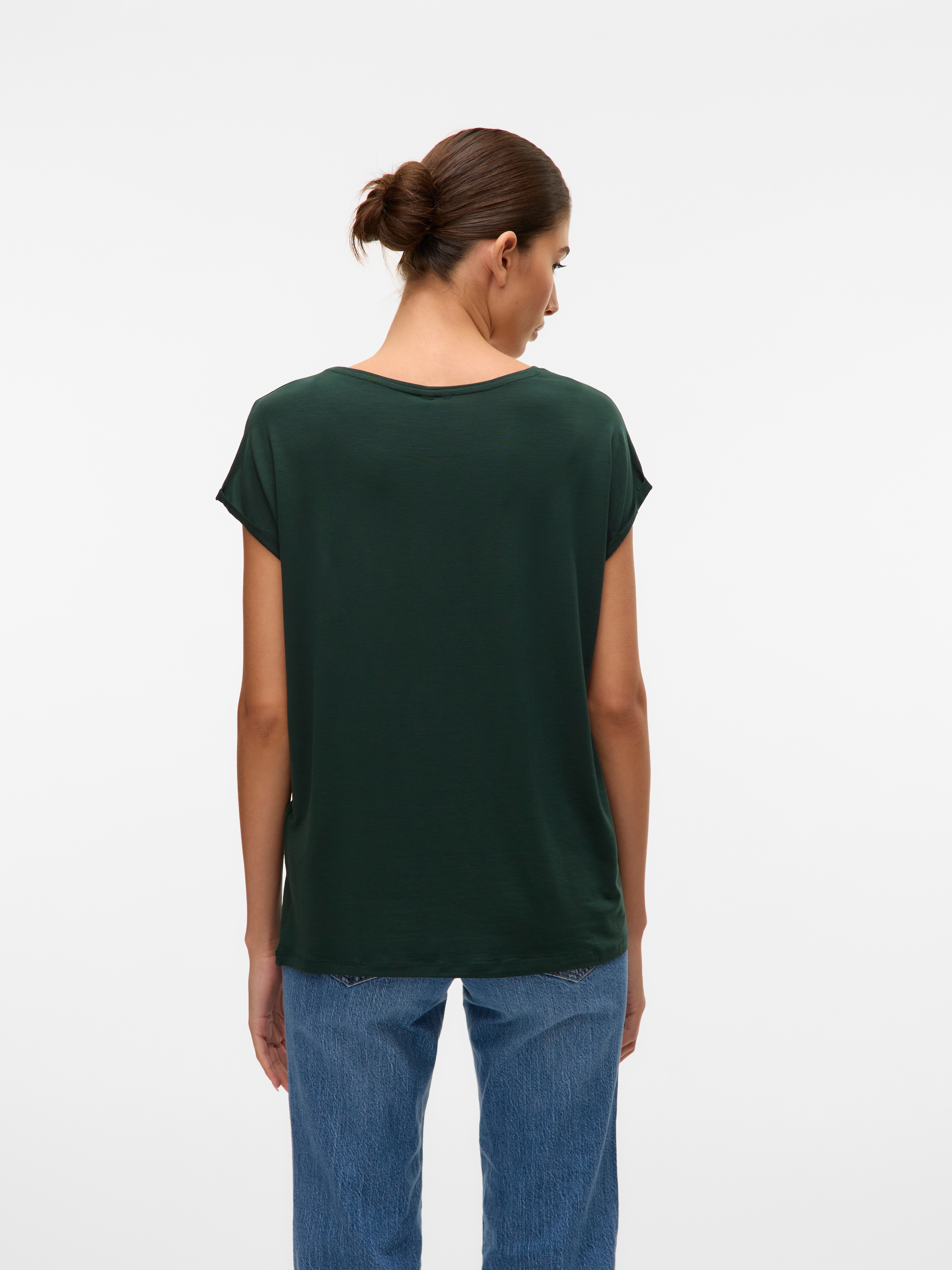 Vero Moda Rundhalsshirt »VMAVA PLAIN SS TOP GAJRS NOOS« Materialmix, regular fit