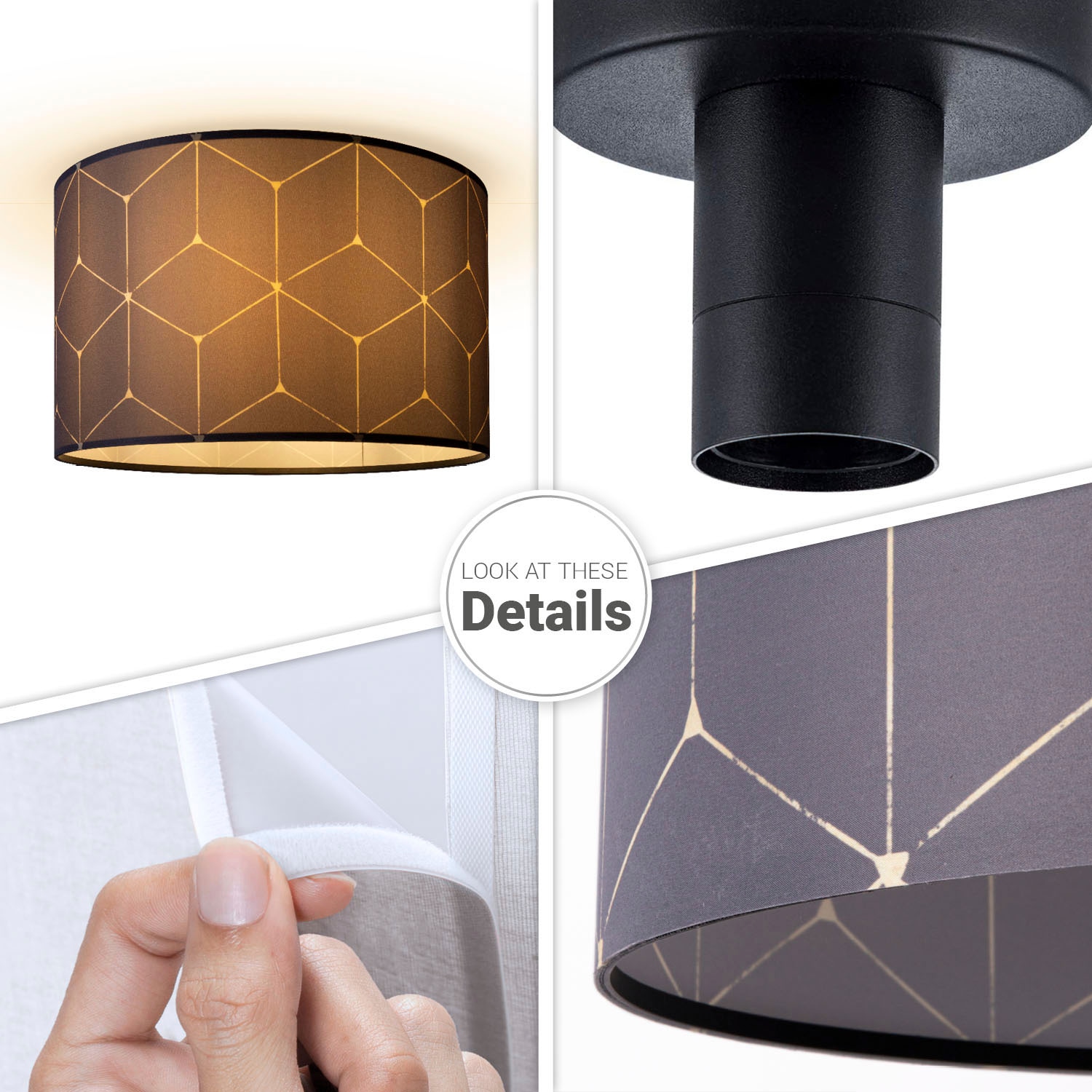 Paco Home Deckenleuchte »Hugo Cube«, Leuchtmittel E27 | ohne Leuchtmittel, Stoffschirm Lampenschirm Modern Deckenleuchte Stoff Wohnzimmer