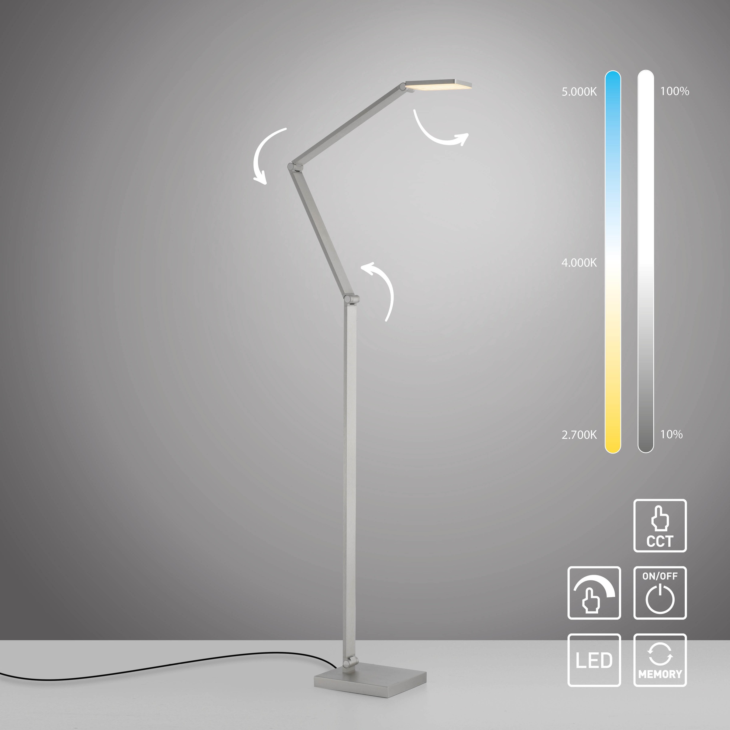 Paul Neuhaus LED Stehlampe »SAMSKY« LED-Board 1 Stk. warmweiß - kaltweiß Tastdimmer, CCT 2700-5000K, Memory, Höhenverstellbar