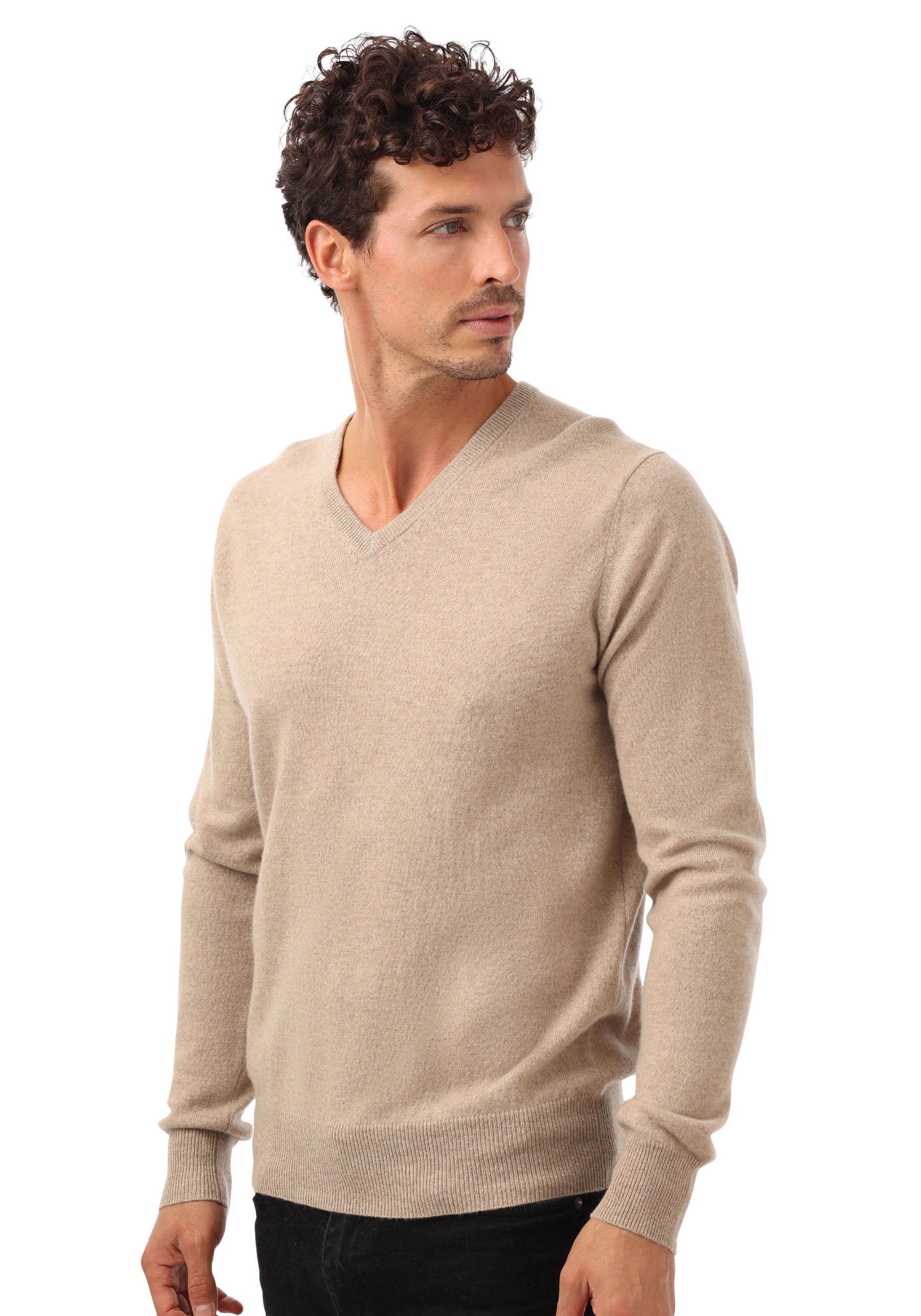 Zwillingsherz Kaschmirpullover, mit V-Ausschnitt und elegantem Fit