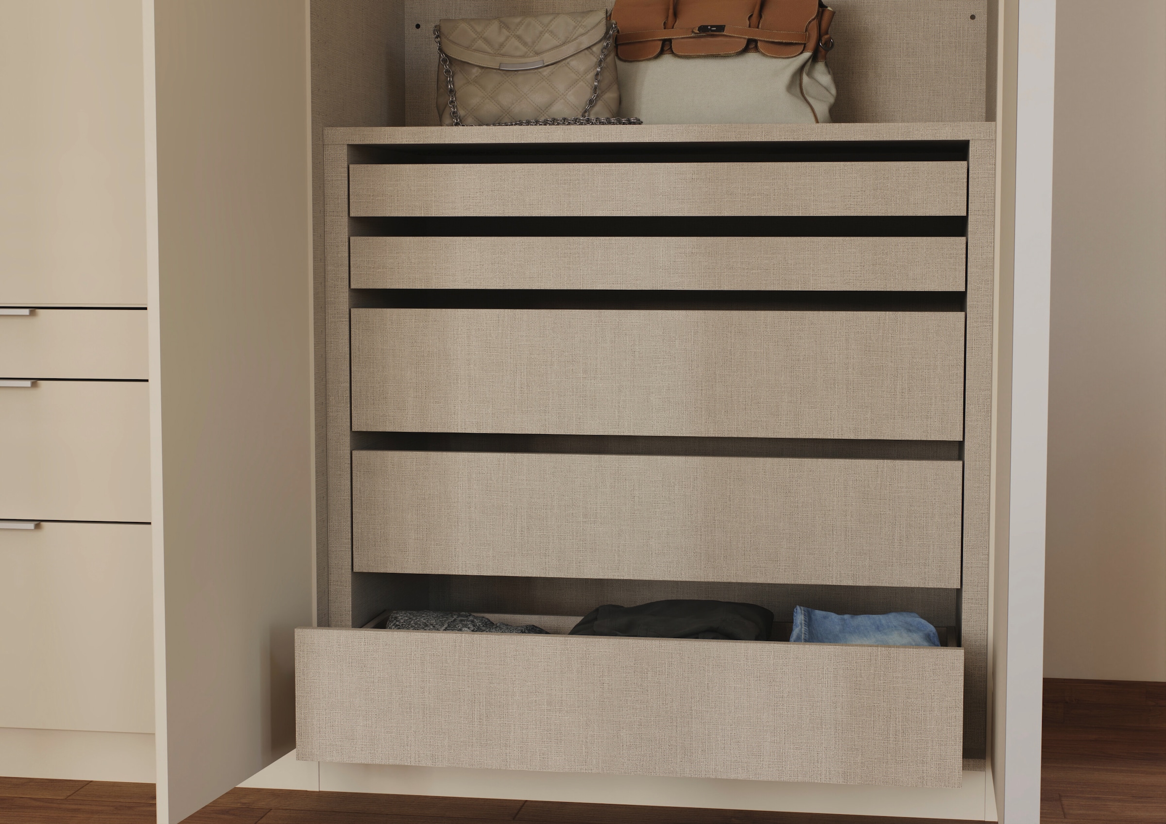 rauch Schubladeneinsatz »Zubehör für Rauch-Schränke Garderobe Kleiderschrank Schrank« mit 5 Schubladen, Breite 88 cm, Tiefe 45 cm, MADE IN GERMANY