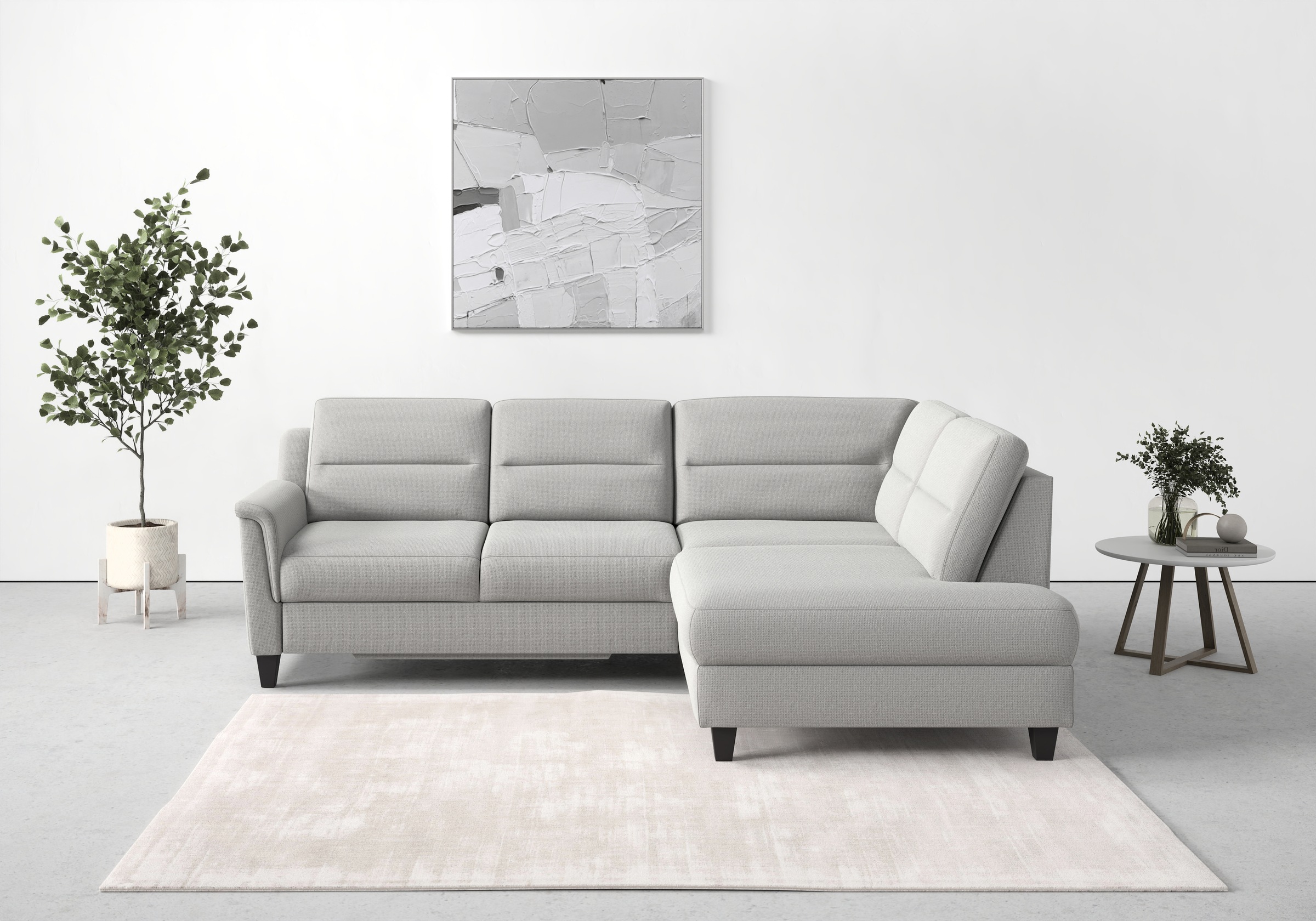 sit&more Ecksofa »Farö L-Form«, inklusive Federkern, wahlweise mit Bettfunktion und Bettkasten