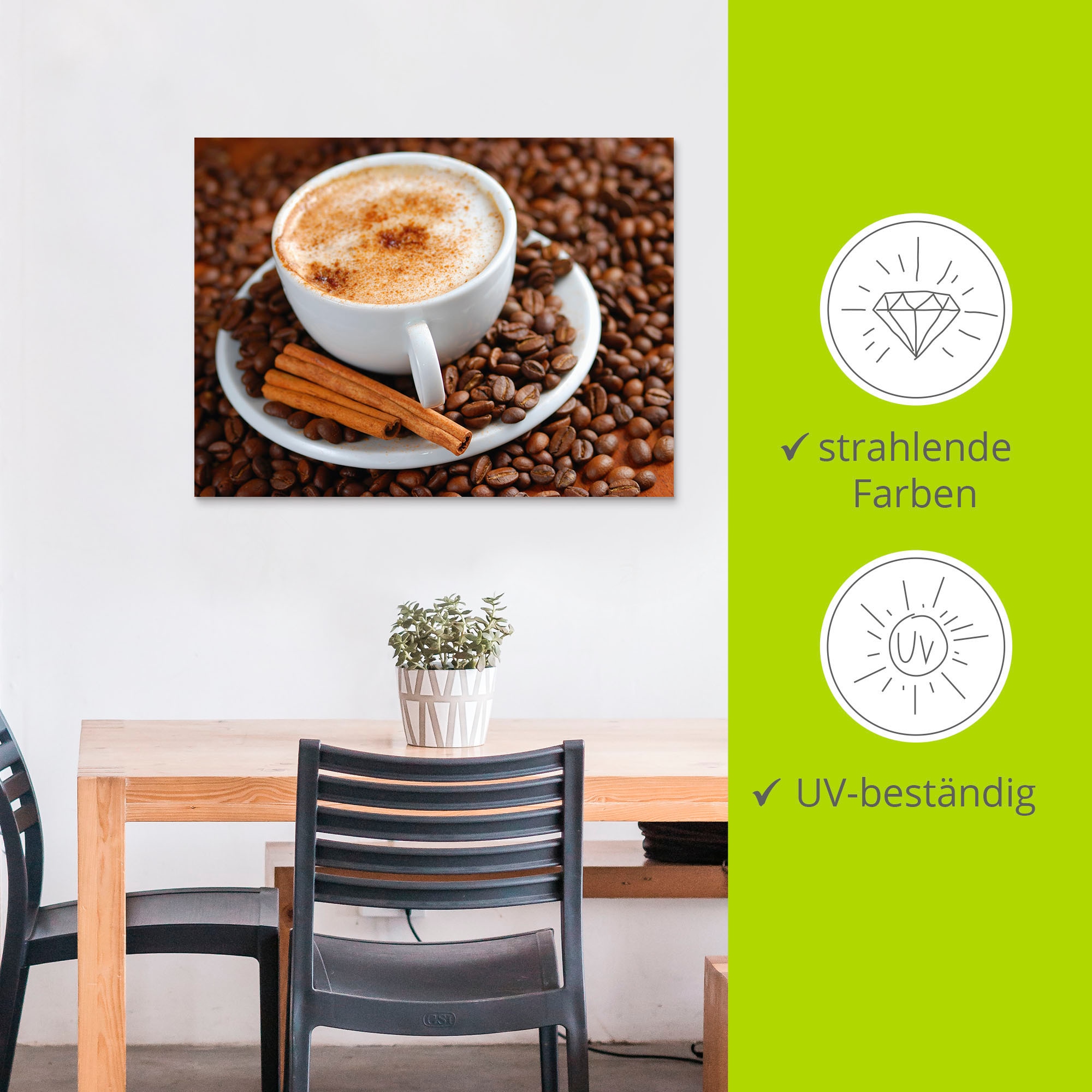 Artland Wandbild »Cappuccino - Kaffee«, Getränke, (1 St.), als Alubild, Outdoorbild, Leinwandbild, Wandaufkleber, versch. Größen