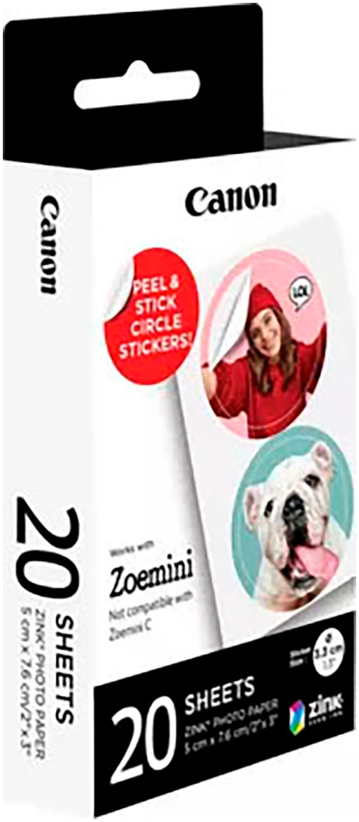 Fotopapier »ZINK™ Fotopapier mit vorgestanzten runden Stickern ZP-2030-2C-20«, DIN-A8