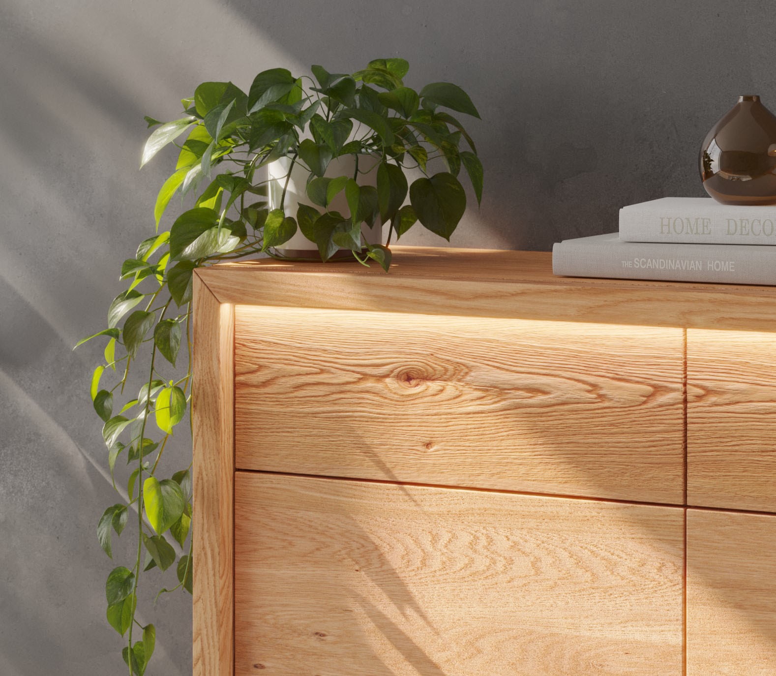 Home affaire Kommode »Léopoldine«, Kommode aus Kernbuche, inkl. LED-Beleuchtung