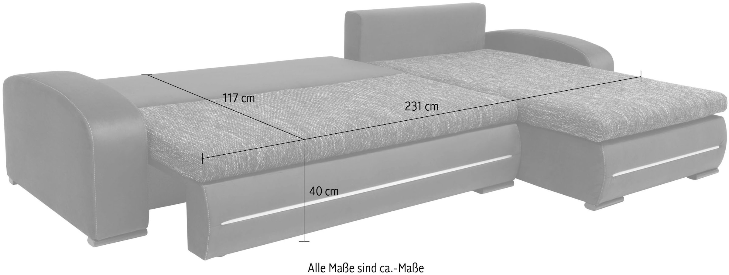 COLLECTION AB Ecksofa »30 Jahre Jubiläums-Modell Wind L-Form«, inkl. Schlaffunktion und Bettkasten, frei im Raum stellbar