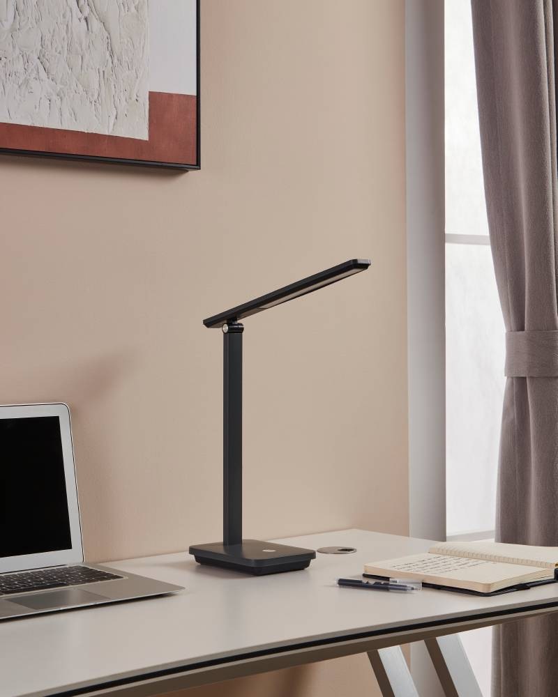 EGLO Tischleuchte »INIESTA LED Tischlampe, grau-schwarz, Touchsensor, dimmbar, USB«, 1 flammig, Leuchtmittel LED-Modul | LED fest integriert, Leselampe, Schreibtischlampe, 3-step CCT, Kopf verstellbar, 33x35x35cm