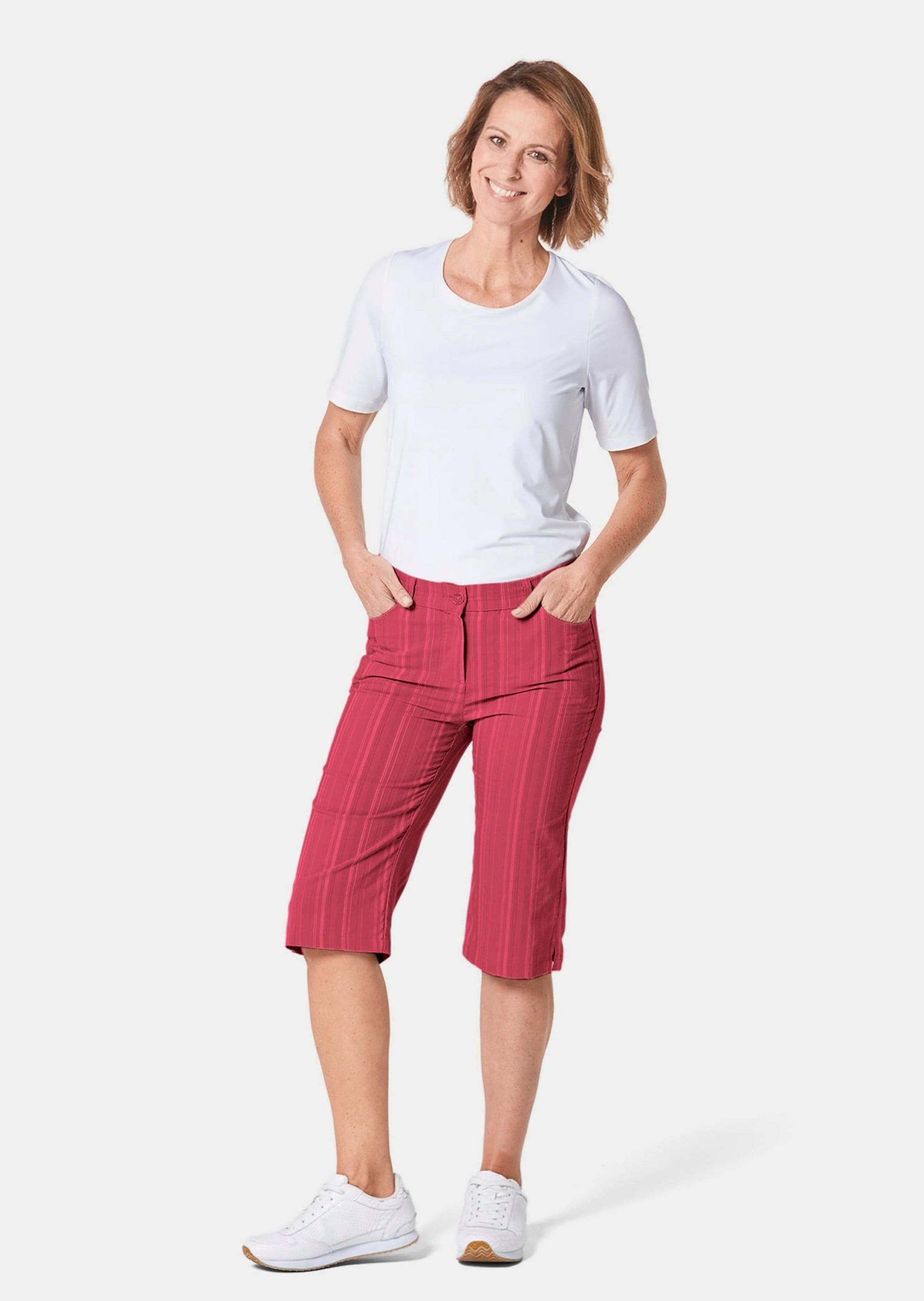 GOLDNER Stoffhose »Bermuda in strukturierter elastischer Ware«