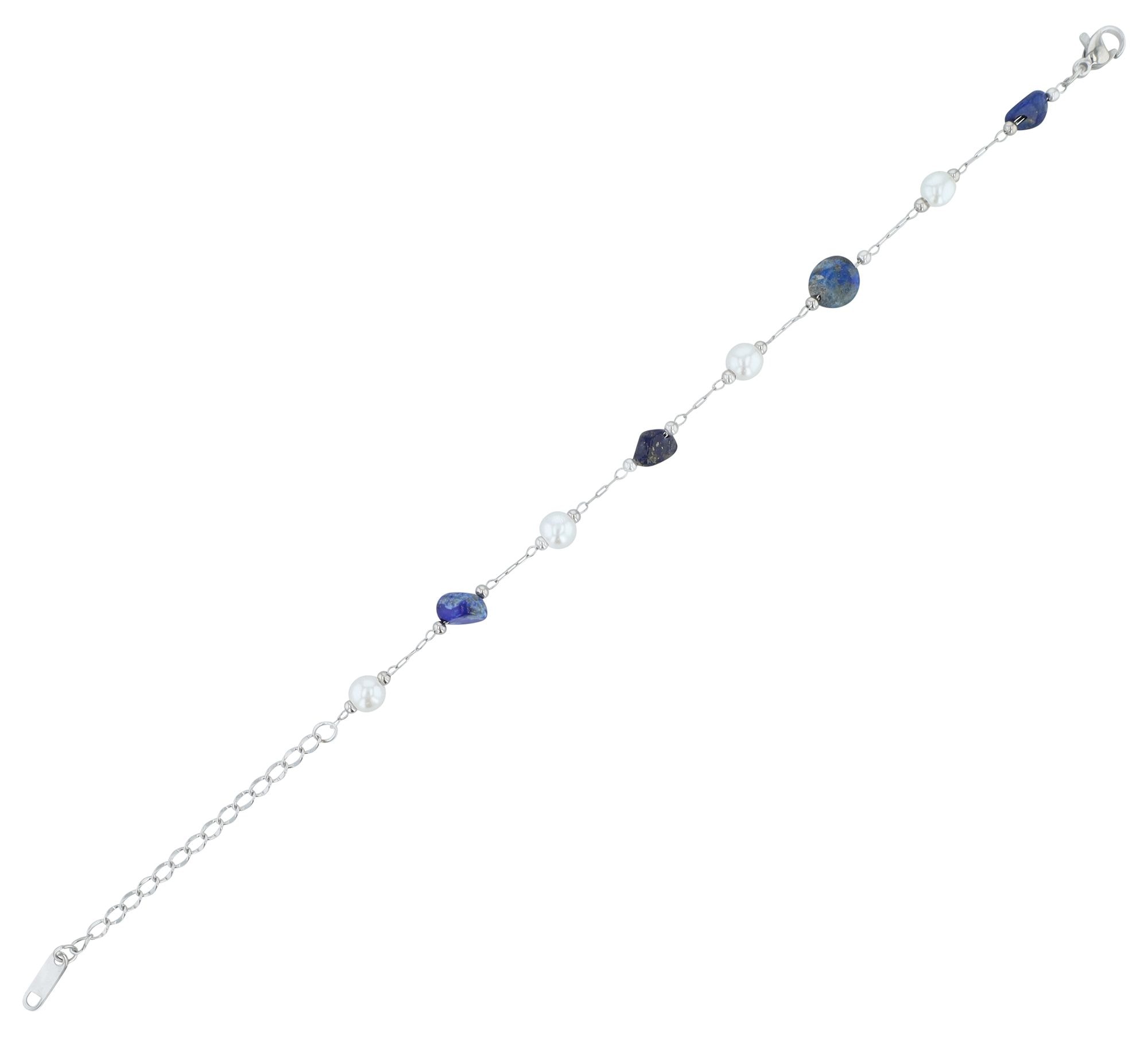 Adelia´s Armband »Damen Armband ¿ Kugelarmband aus Edelstahl mit Lapis 23 cm«