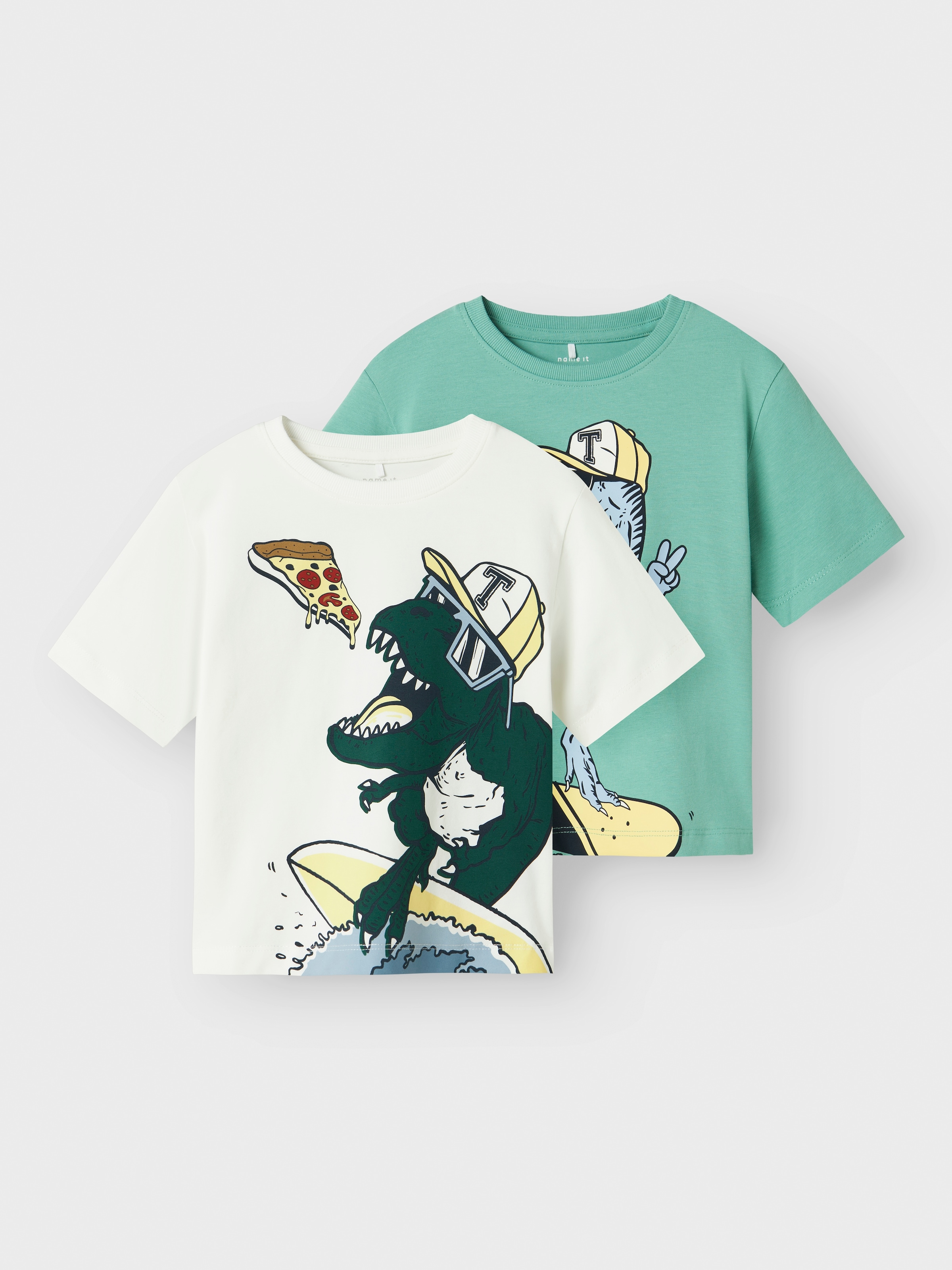 Name It T-Shirt »NMMDINO NREG SS TOP 2P«, (Packung, 2 tlg.)