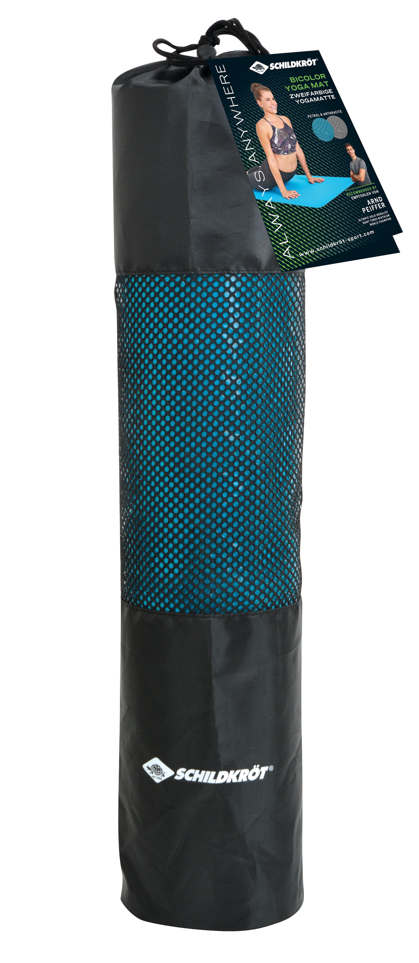 Schildkröt Yogamatte »Yogamatte 4mm BICOLOR - Petrol/Anthrazit« Inkl. Tasche mit Kordelzug / PVC frei