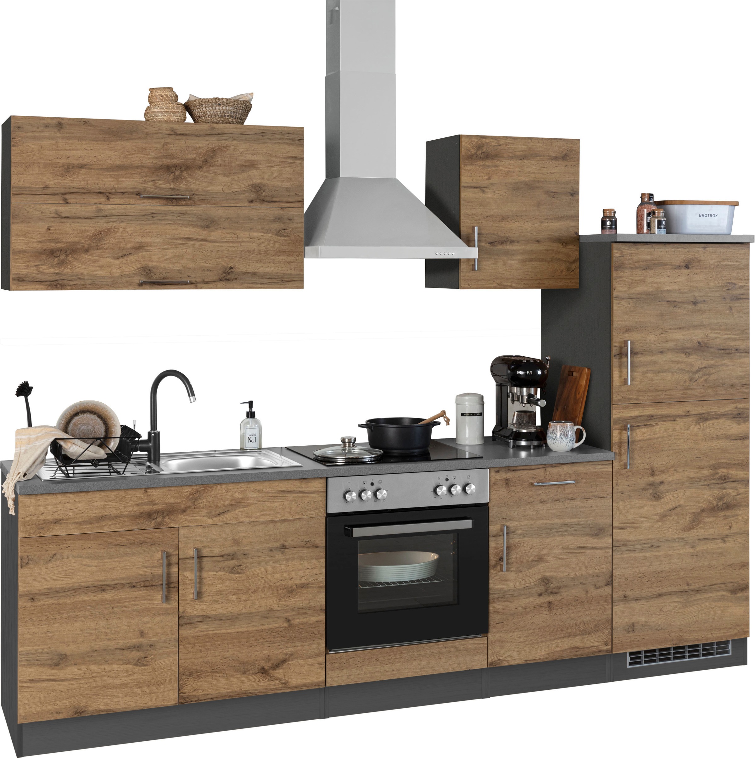 KOCHSTATION Küchenzeile »KS-Colmar« mit E-Geräten, Breite 270 cm