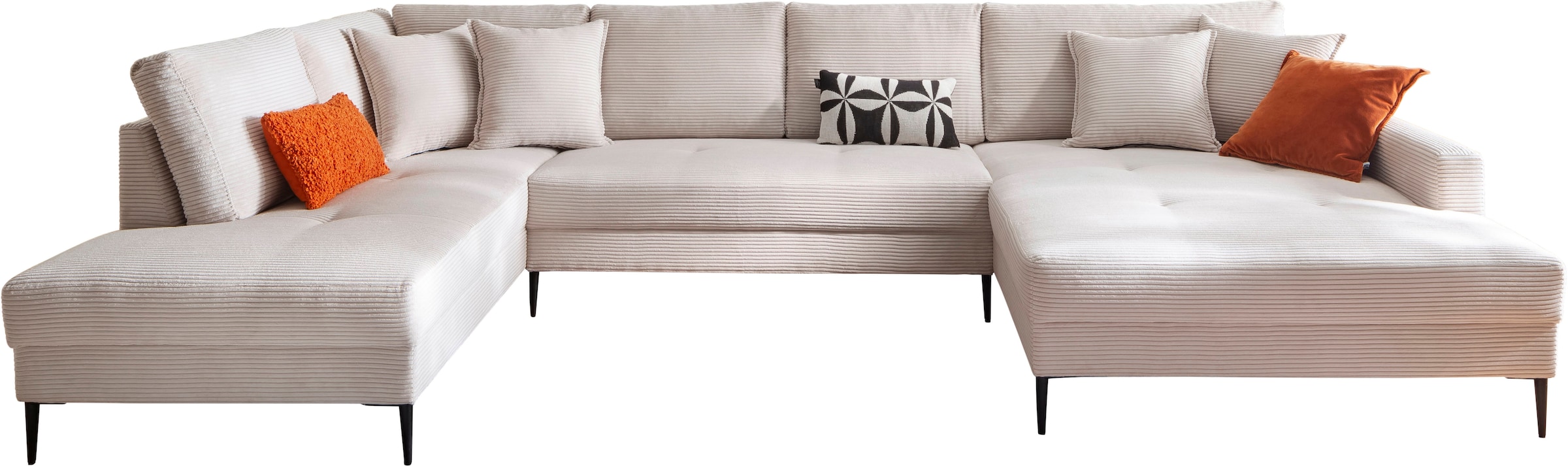 Trends by HG Wohnlandschaft »Summer U-Form«, in Cord-Stoff mit Metallfuß