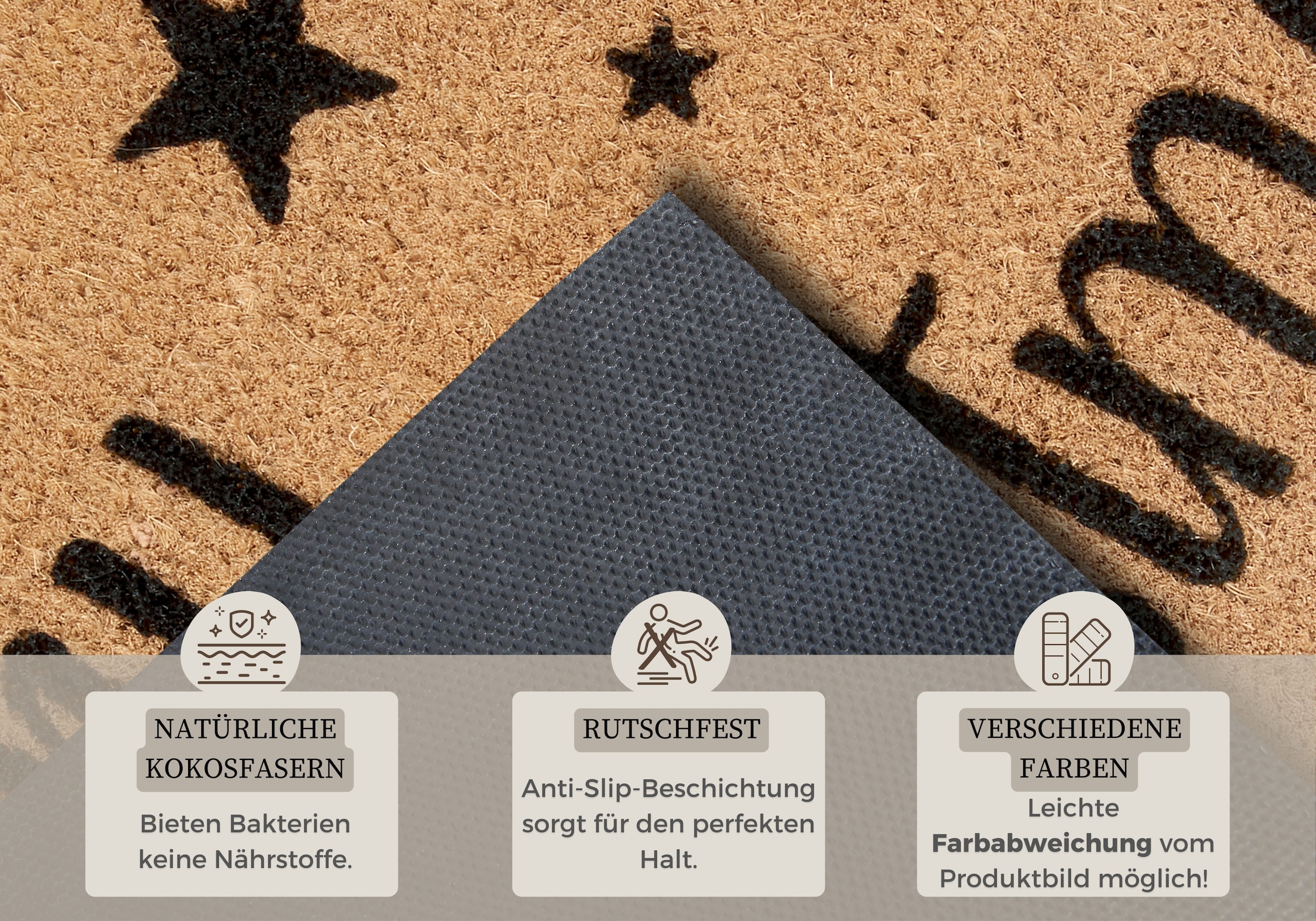 HANSE Home Fußmatte »Kokos Christmas Stars«, rechteckig, 15 mm Höhe, Weihnachten, Schmutzfangmatte, Outdoor, Rutschfest, Innen, Kokosmatte