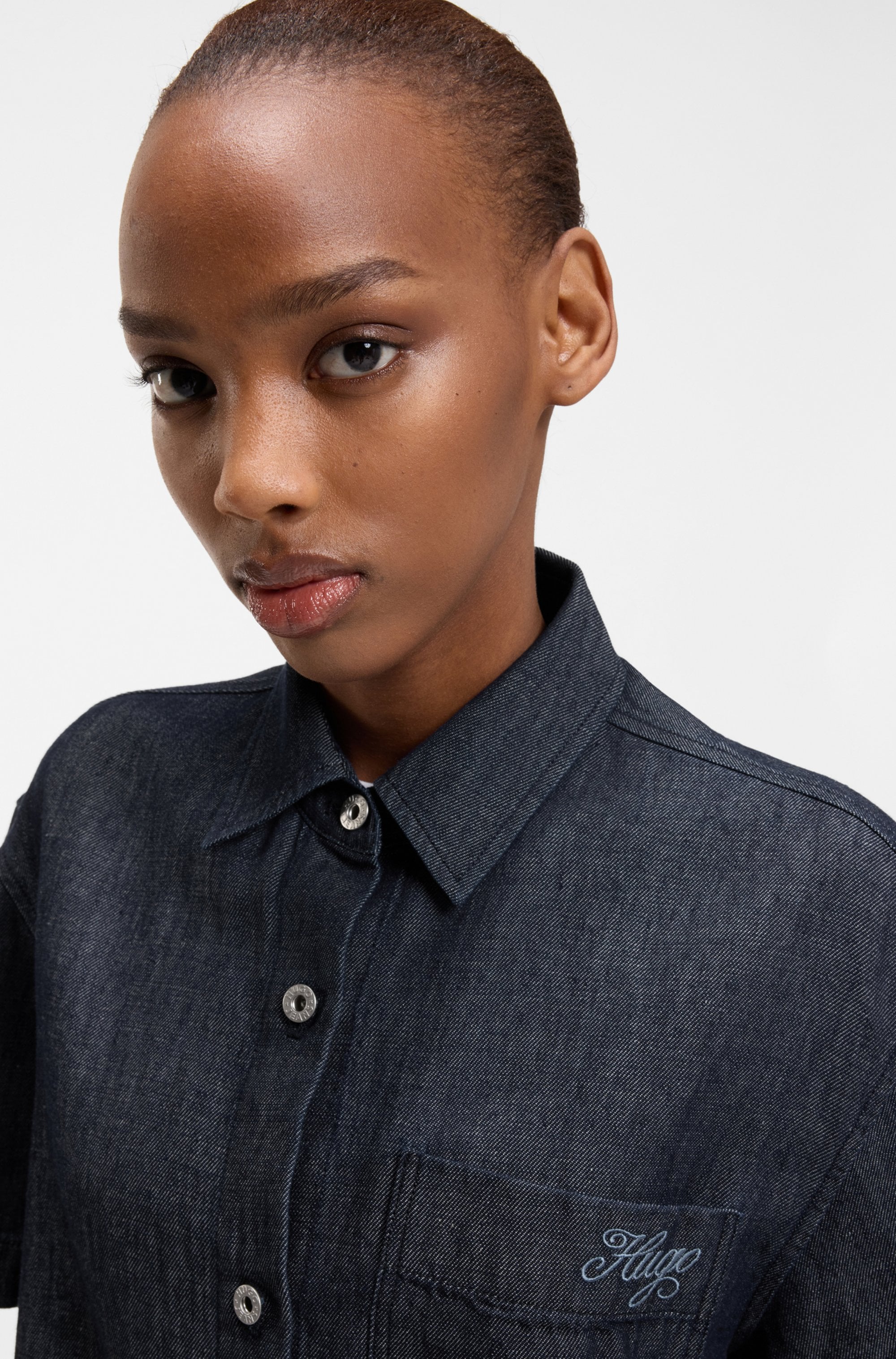 HUGO Blue Hemdbluse »Erynn« Boxy Fit aus sommerlichem Denim