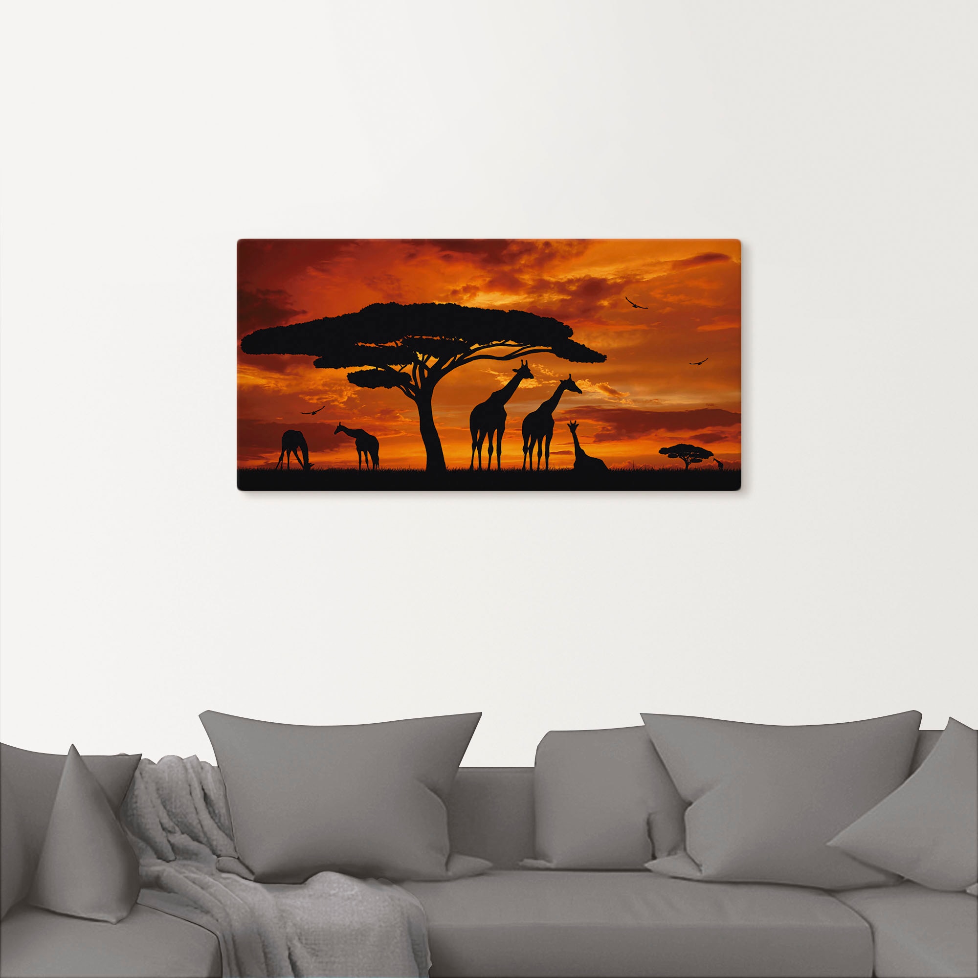 Artland Wandbild »Herde von Giraffen im Sonnenuntergang«, Wildtiere, (1 St.), als Leinwandbild, Poster in verschied. Größen