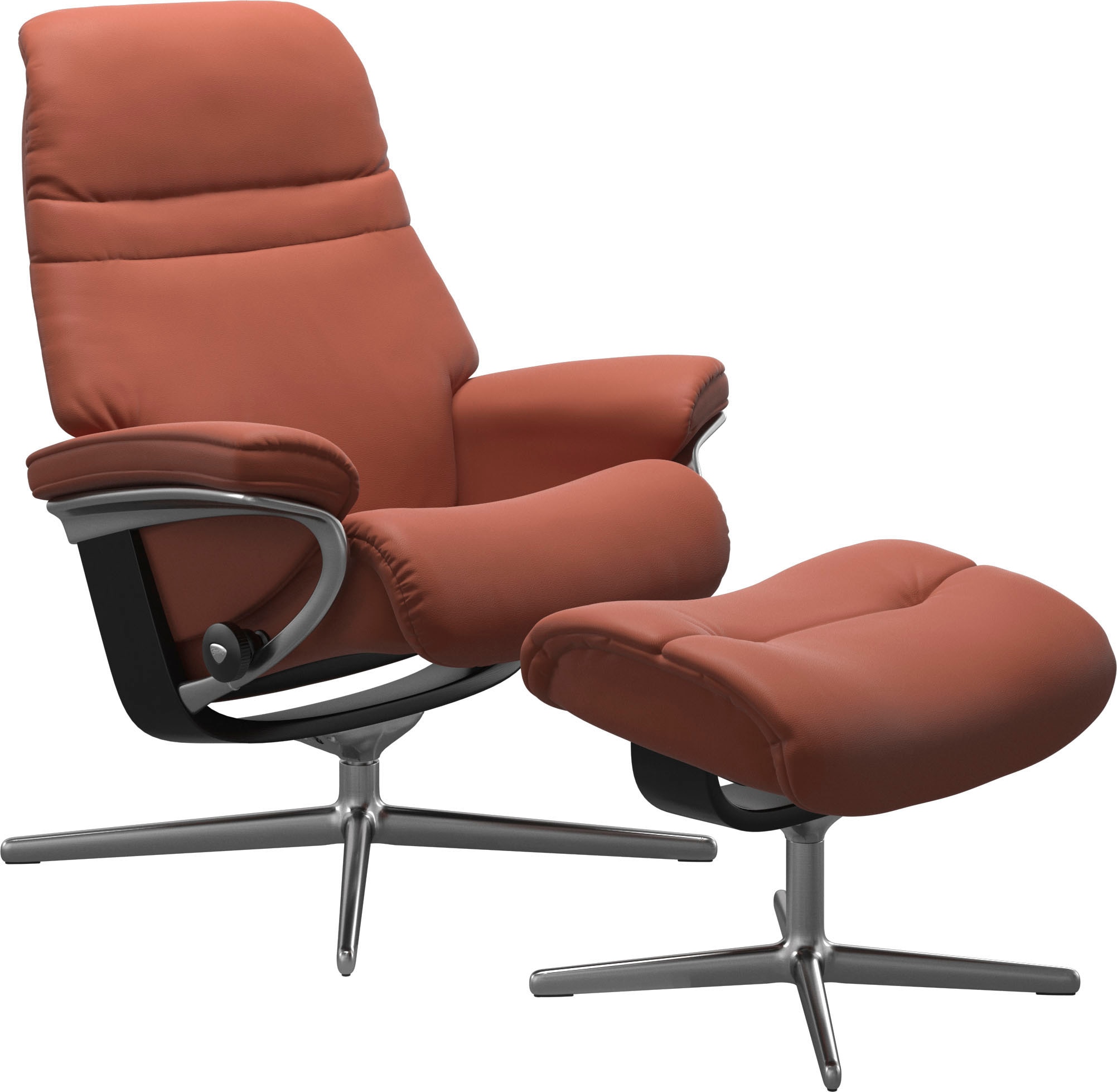Stressless® Relaxsessel »Sunrise«, (Set, Relaxsessel mit Hocker), mit Hocker, mit Cross Base, Größe S, M & L, Holzakzent Schwarz