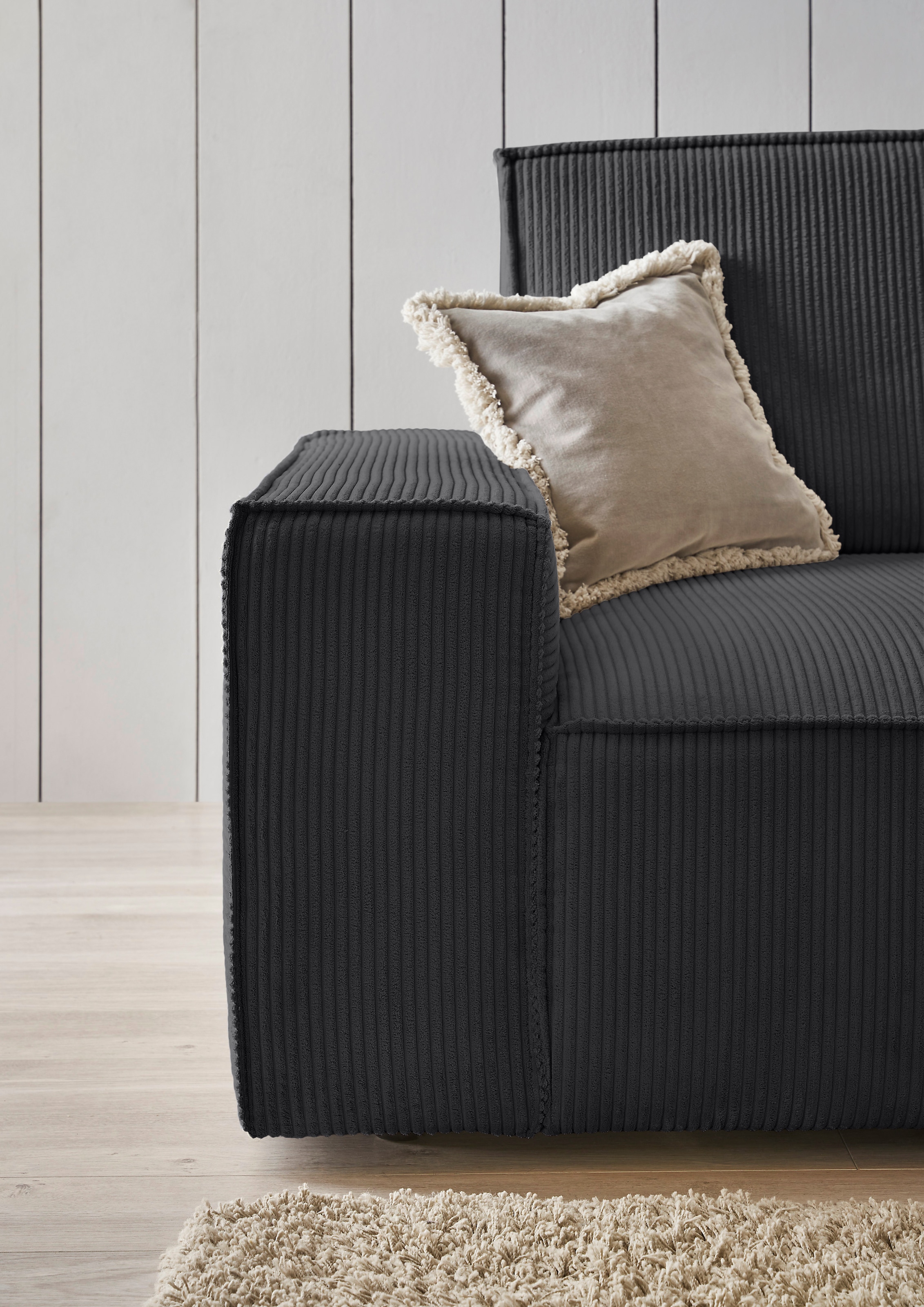 Home affaire Ecksofa »NEU: SHERWOOD XXL 284, Big-Sofa L-Form, tiefe Sitzfläche 95 cm, Cord« Recamiere rechts/links, als Schlafsofa stellbar, Cord u. Leinenoptik
