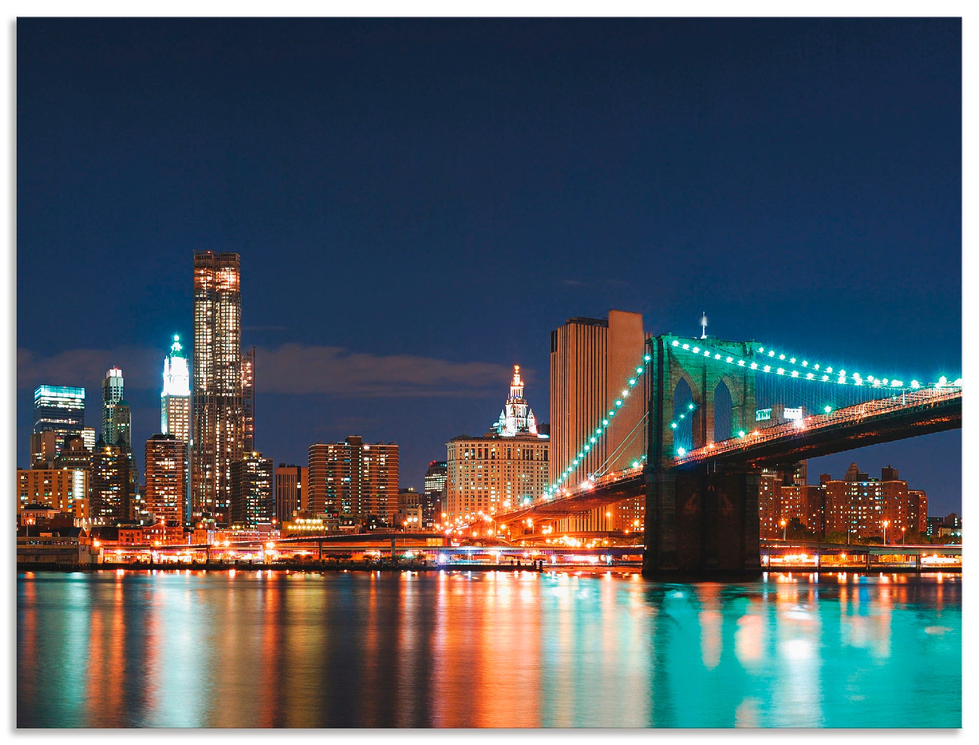 Artland Küchenrückwand »New York Skyline Brooklyn Bridge«, (1 tlg.), selbstklebend in vielen Größen - Spritzschutz Küche hinter Herd u. Spüle als Wandschutz vor Fett, Wasser u. Schmutz - Rückwand, Wandverkleidung aus Alu