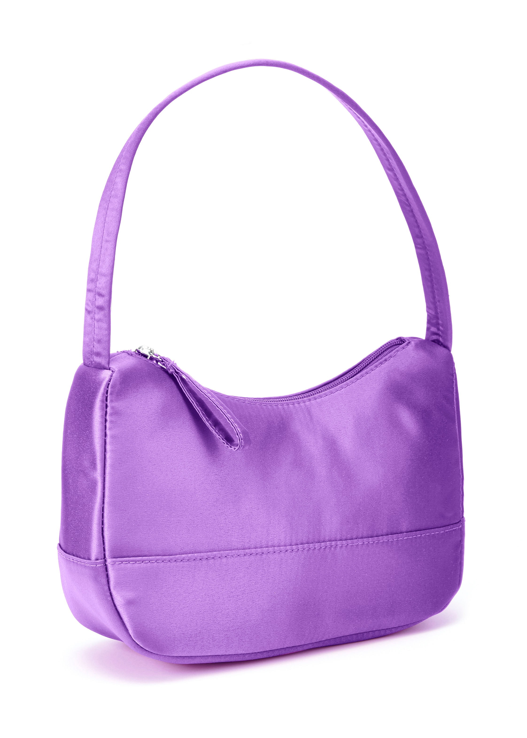 Handtasche, aus Satin, Schultertasche, Henkeltasche, Mini Bag, Trend Farbe Lila