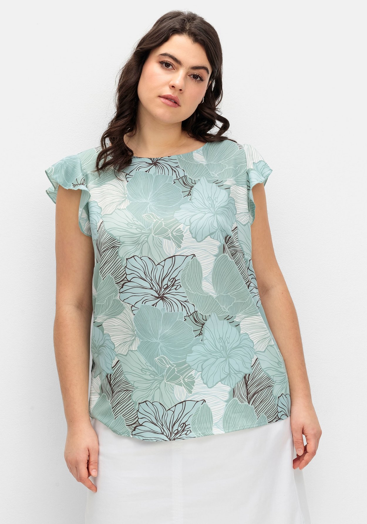 Sheego Longtop »Blusentop mit floralem Print und Volants«