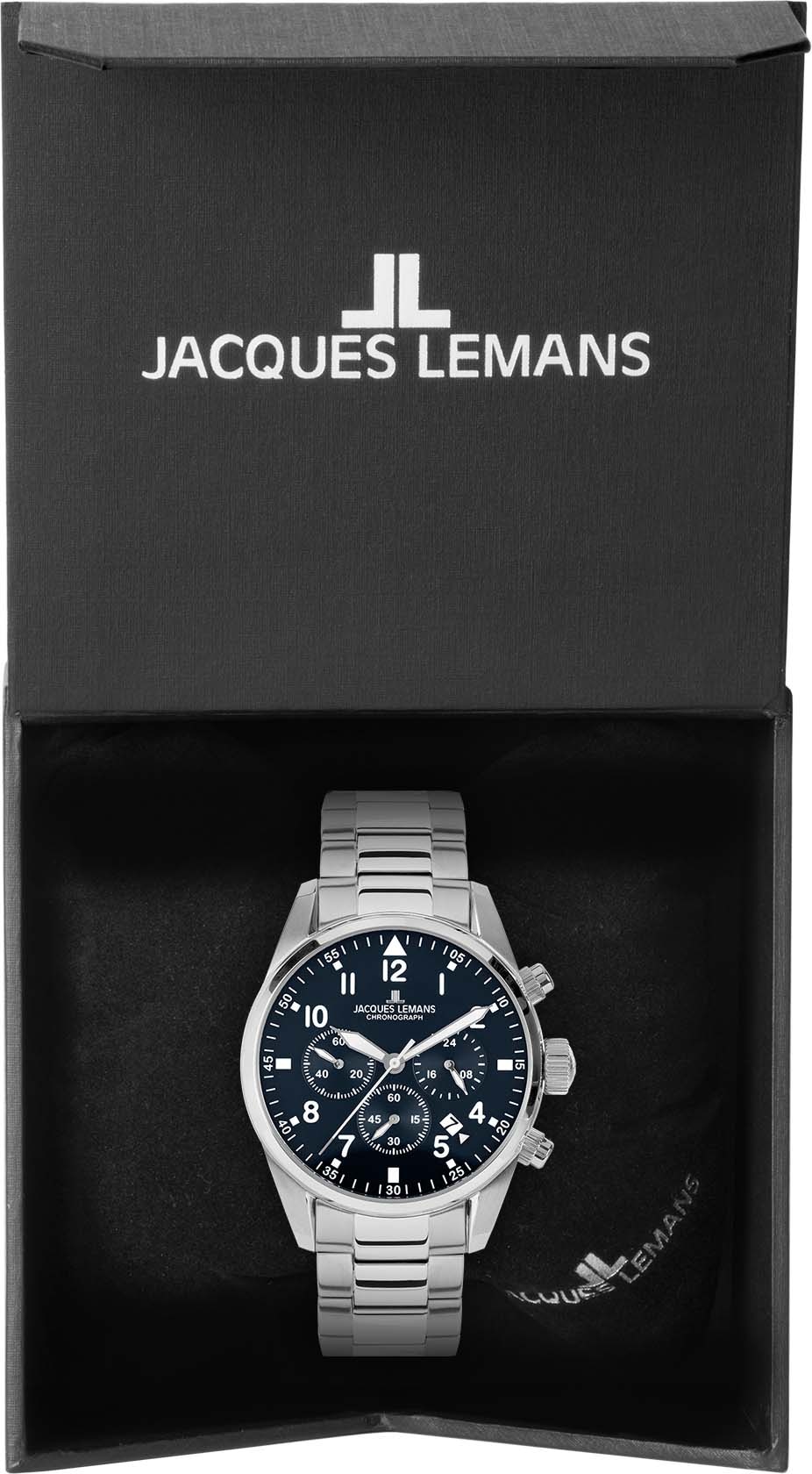 Jacques Lemans Chronograph »Barcelona, 42-2D«, Quarzuhr, Armbanduhr, Herrenuhr, Edelstahlarmband,bis 10 bar wasserd.