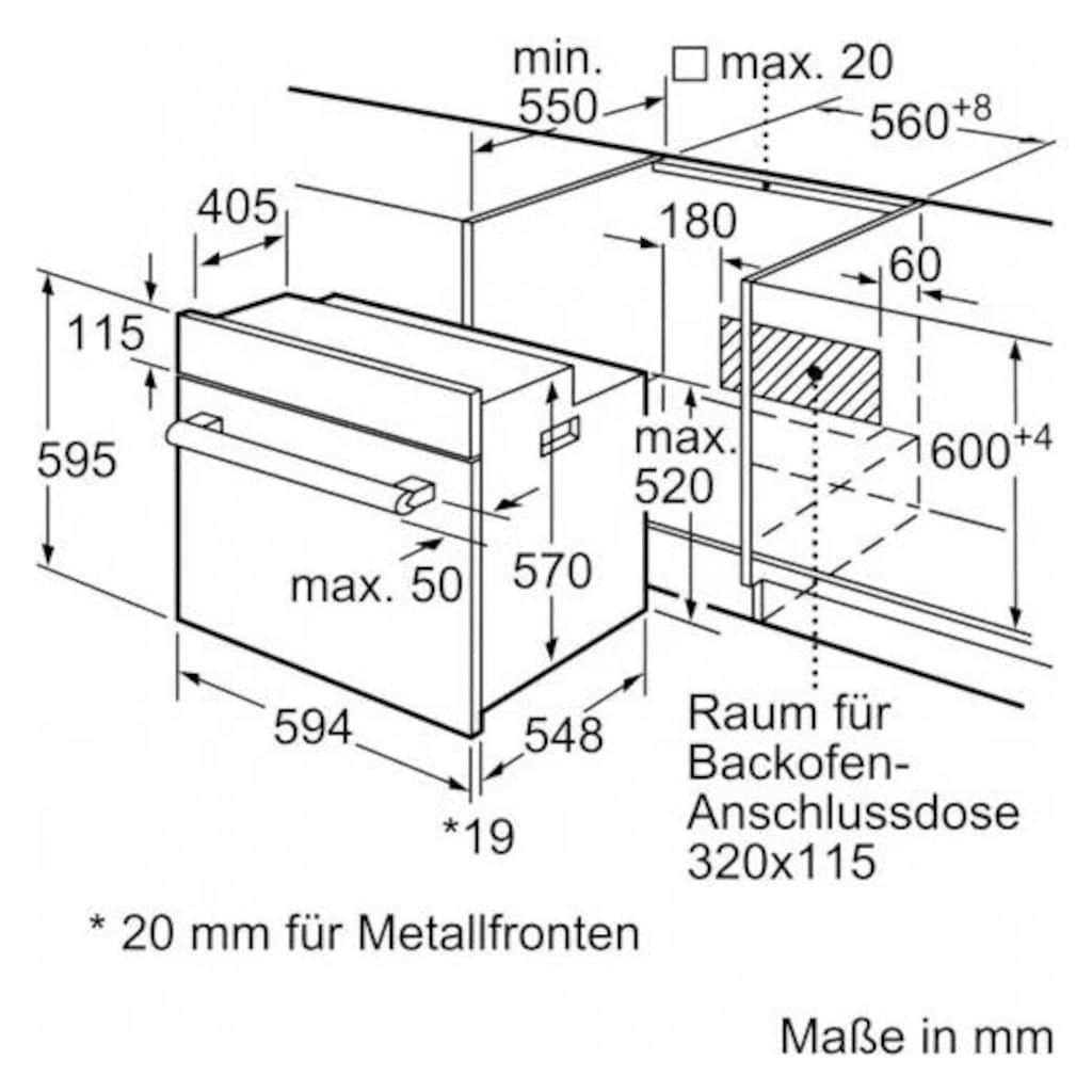 BOSCH Elektro-Herd-Set »HND231AS62«, HEF133BS1, mit Teleskopauszug nachrüstbar, ecoClean Direct