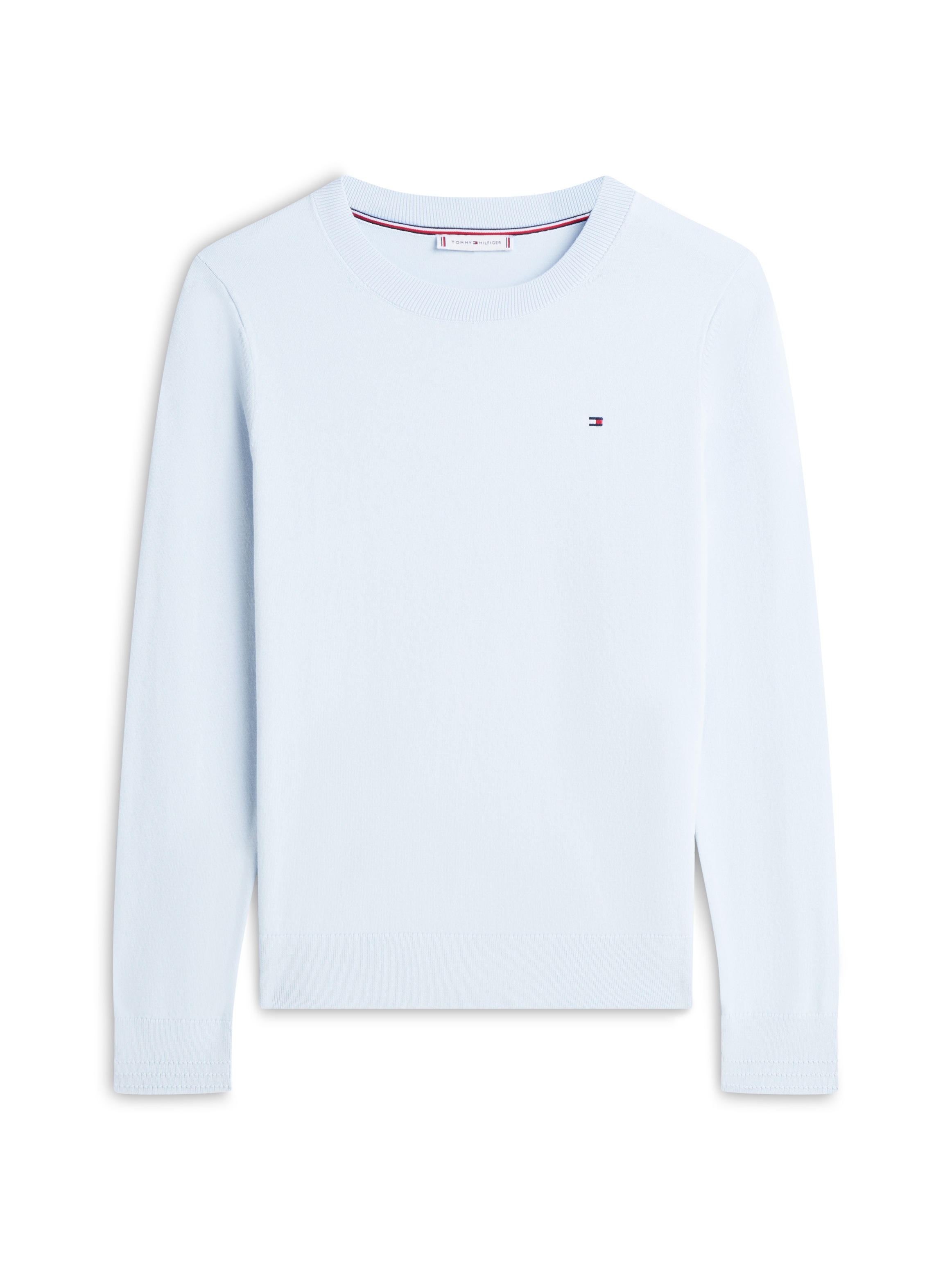 Tommy Hilfiger Rundhalspullover »CO JERSEY STITCH LS C-NK SWT« mit Logostickerei