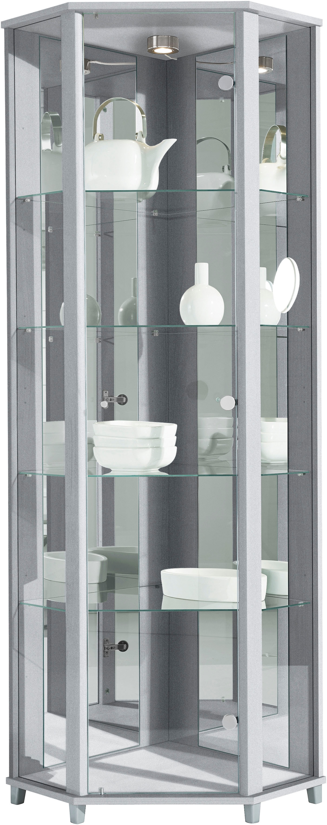 fif möbel Eckvitrine »TRIO Höhe ca. 172 cm, ink. Beleuchtung«, Eckvitrine/Glasvitrine 1x Glastür, perfekt für Sammler, Sammlervitrine
