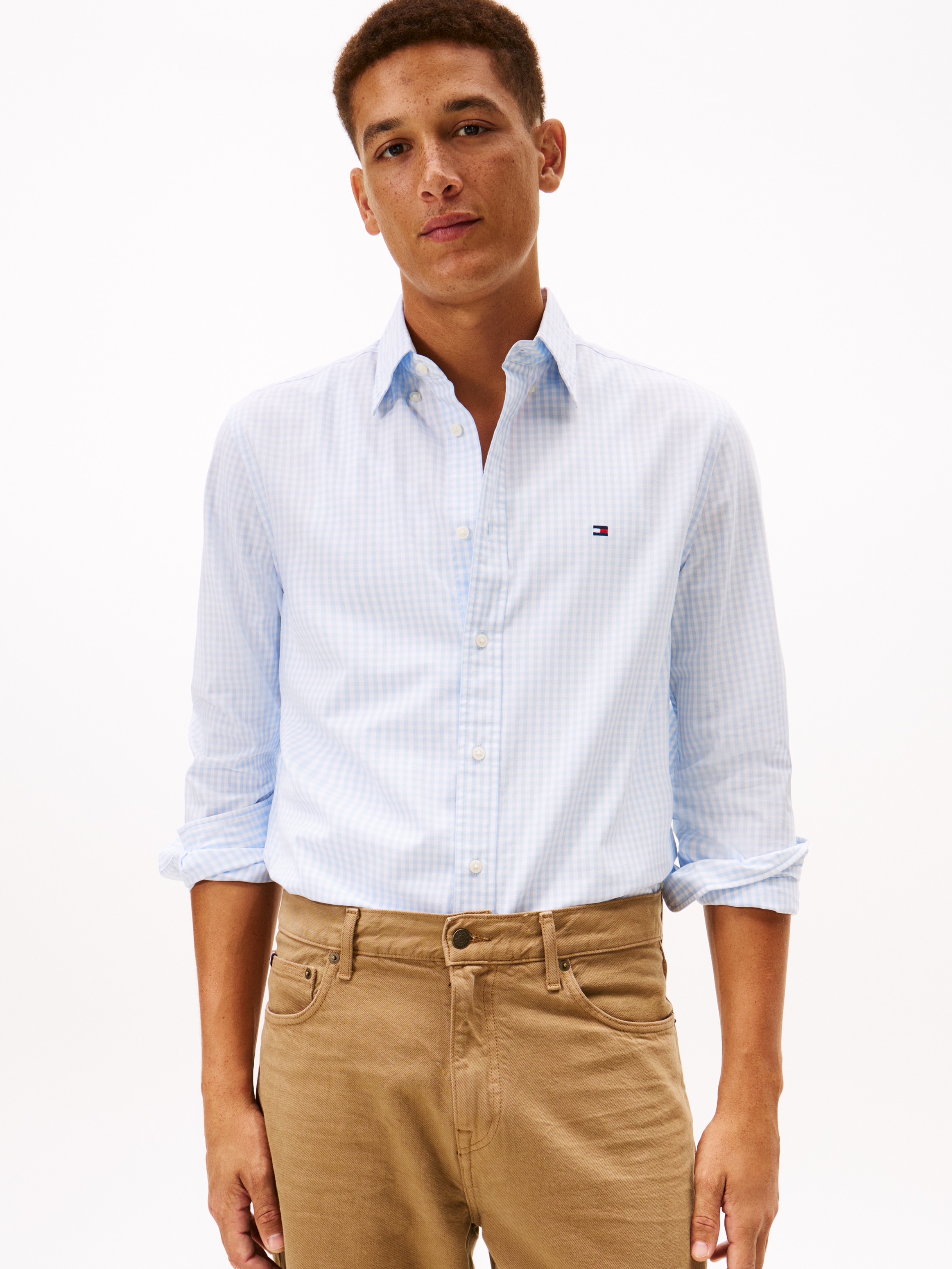 Tommy Hilfiger Langarmhemd »FLEX POPLIN BIG GINGHAM« regular fit, Button-down-Kragen