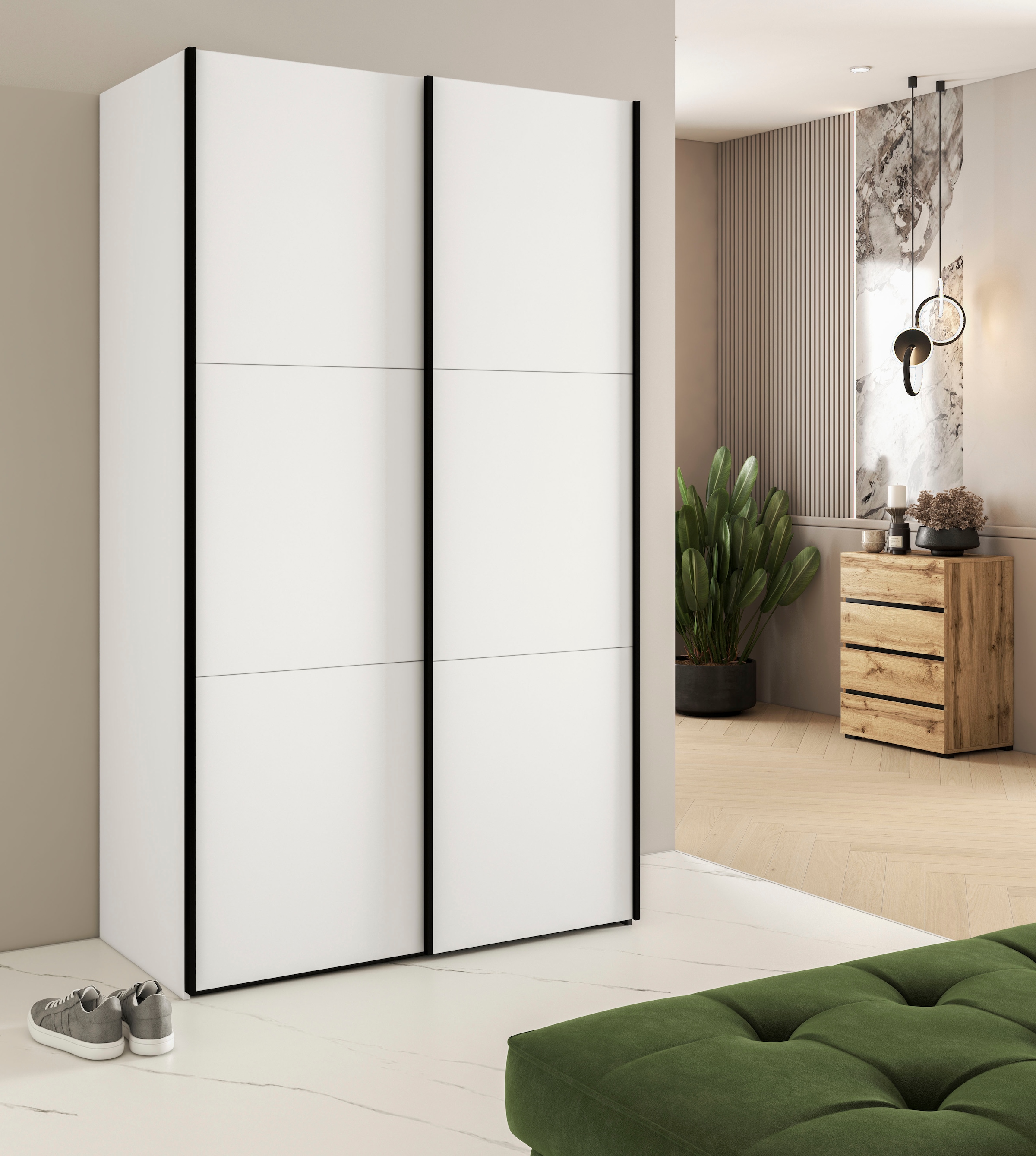 Home affaire Kleiderschrank »Eastvale, 120x64x210cm, ideal für kleine Räume oder Nischen«, Schrank mit Schwebetüren, FSC-zertifiziert, Metallgriffe