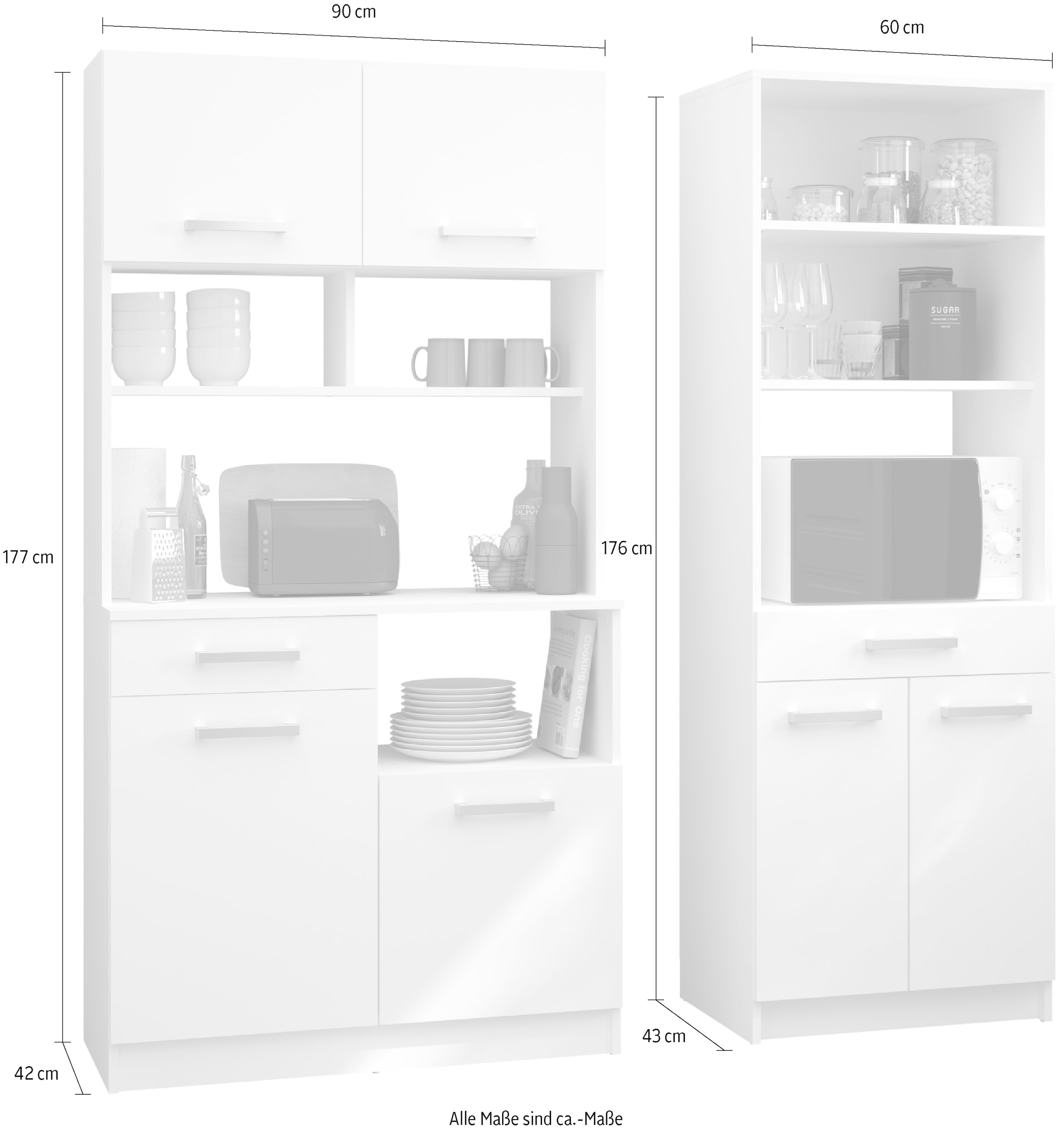 Parisot Schrank-Set »Uno 3«, (2 St., Buffet und Beistellschrank), Stauraum, vielseitg nutzbar, pflegeleicht, zeitlos