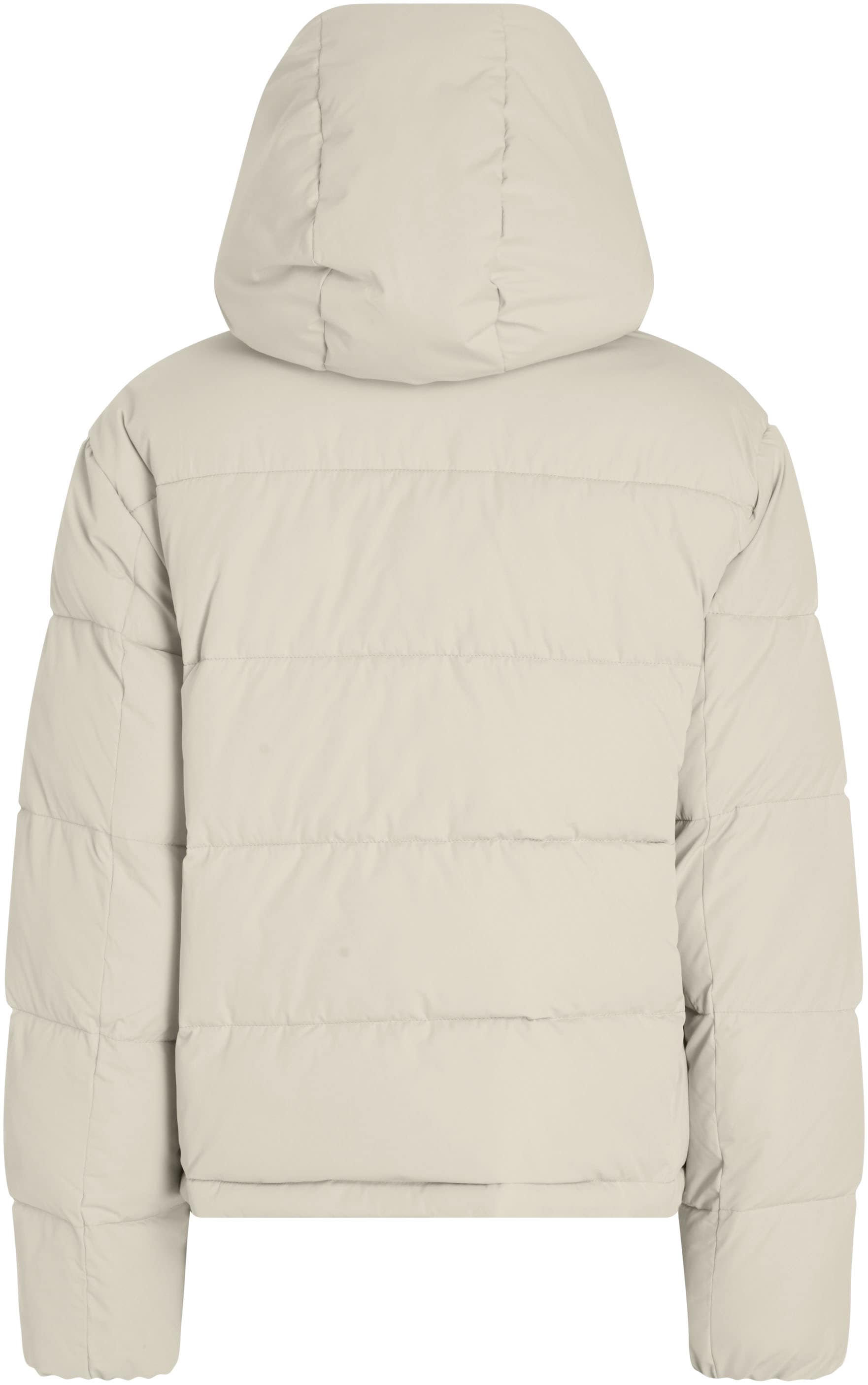 Calvin Klein Jeans Steppjacke »MATTE MONOLOGO ND SHORT PUFFER«, mit Kapuze, mit Logodruck