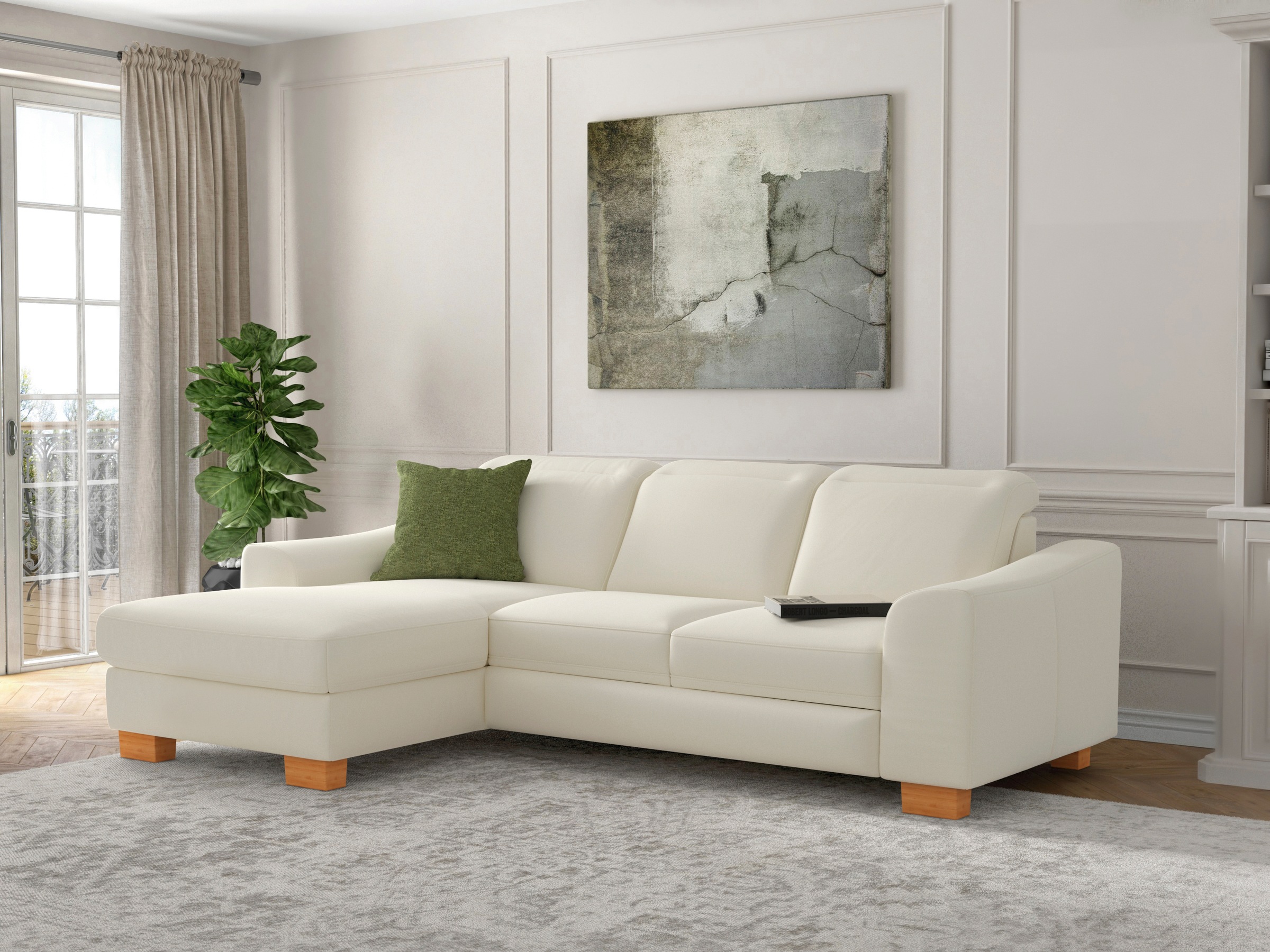 sit&more Ecksofa »Dundee L-Form«, mit Federkern und Massivholzfüßen, wahlweise mit Kopfteilverstellung