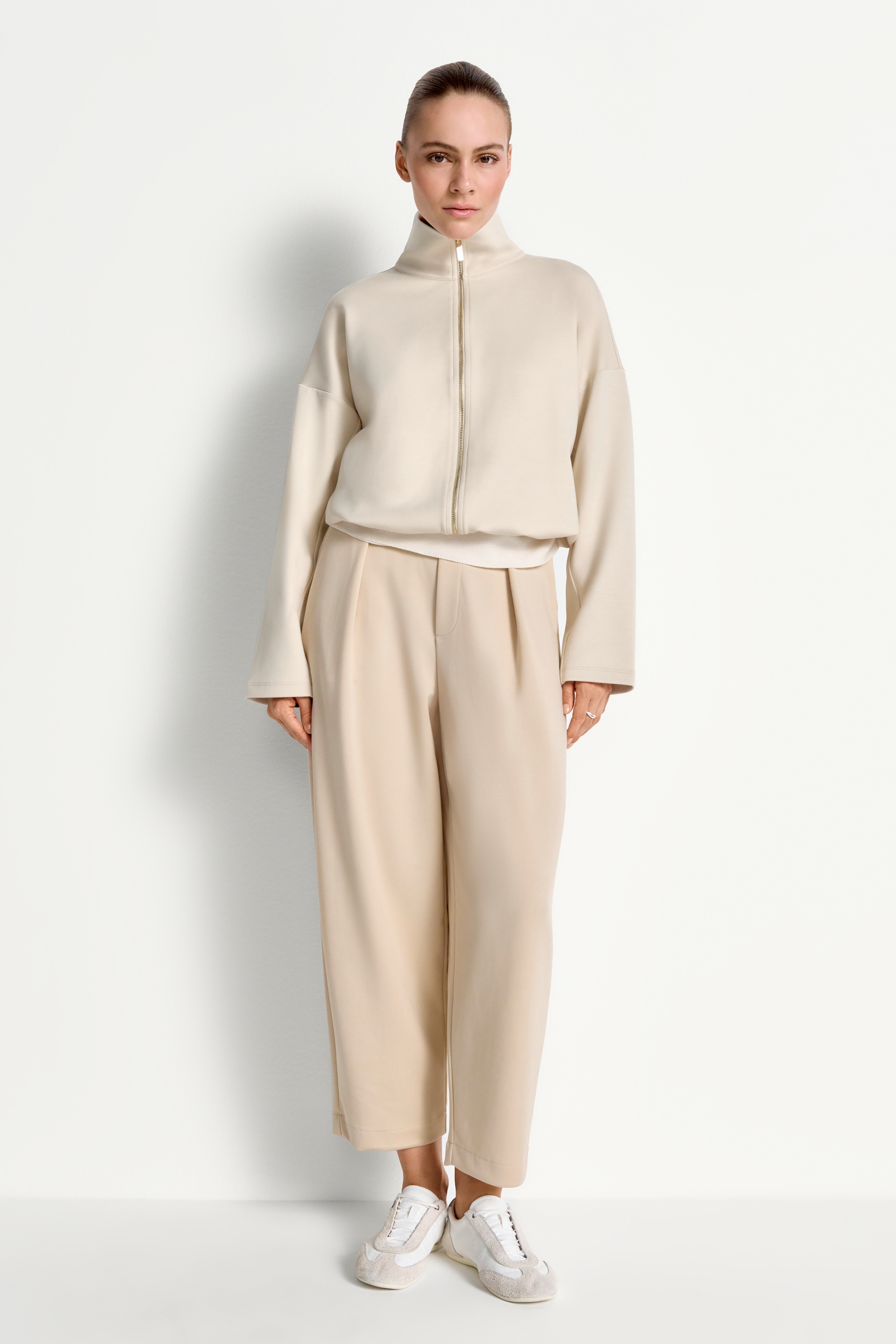 RICHROYAL Sweatjacke Tunnelzug-Saum, Stehkragen, regular fit