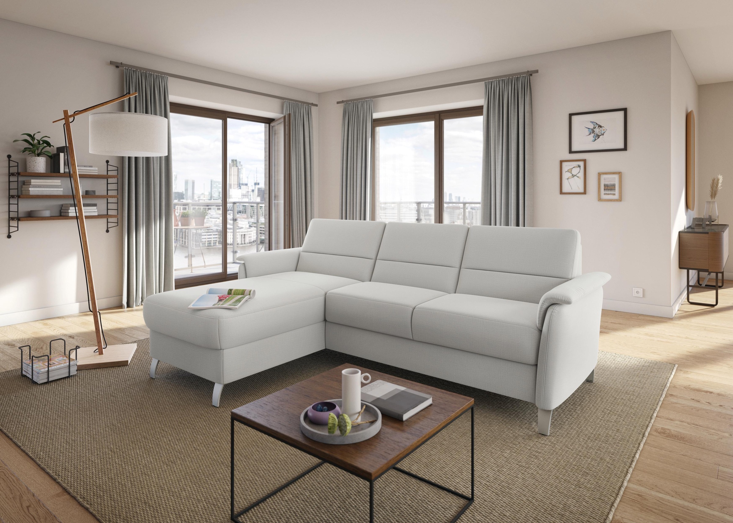 sit&more Ecksofa »Palmera L-Form«, Federkern, wahlweise mit Bettfunktion und mit/ohne Stauraum