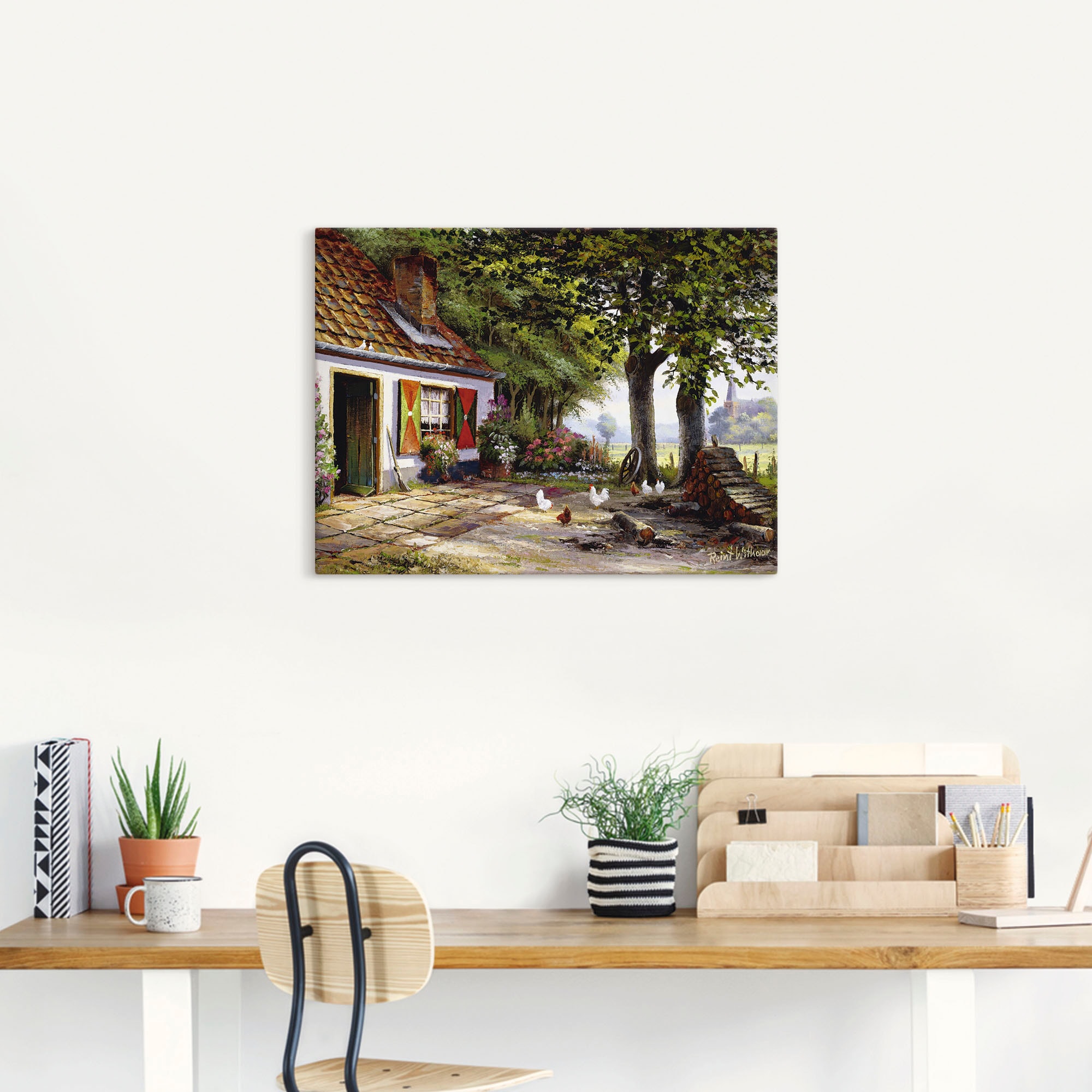 Artland Wandbild »Hühner auf dem Hof«, Garten, (1 St.), als Leinwandbild, Poster in verschied. Größen