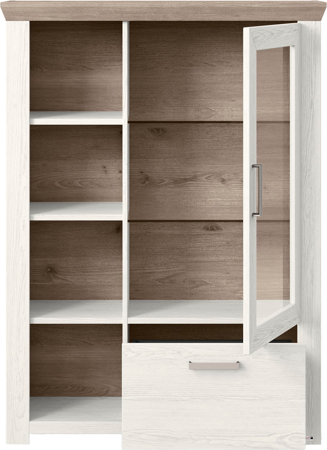 set one by Musterring Highboard »York« Typ 13 und 14, mit Glastür und Schubkasten, 3 Farbvarianten, B 105 cm