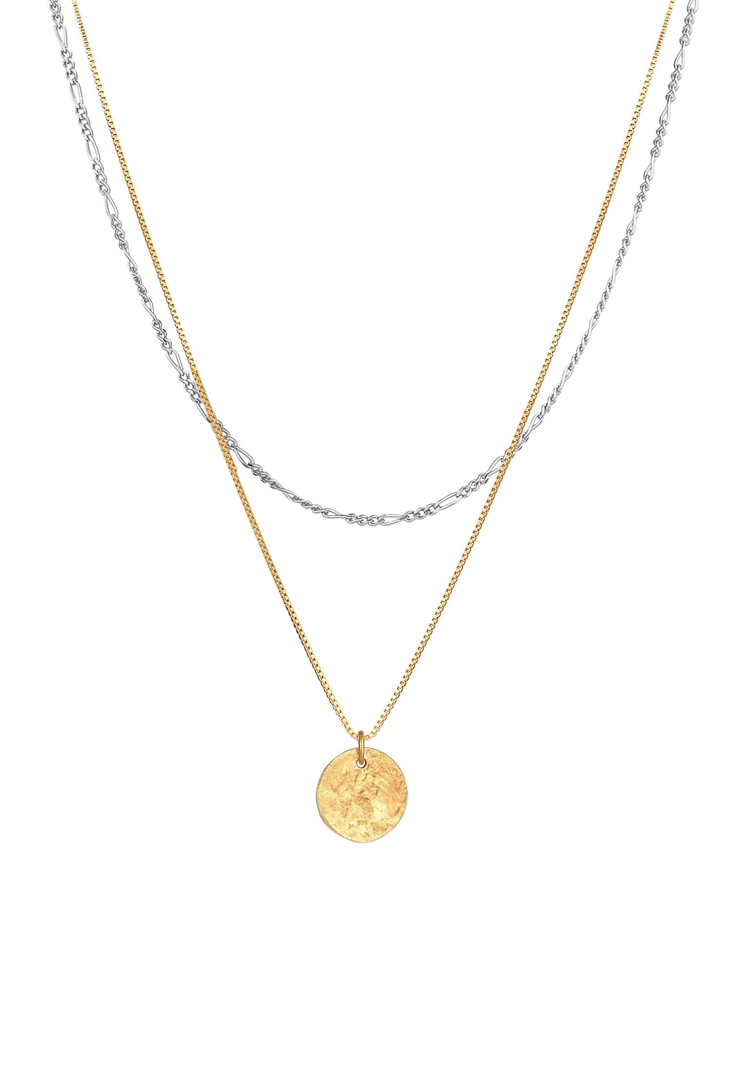 Elli Kette ohne Anhänger »Halskette Layer Plättchen Anhänger 925 Sterling Silber vergoldet«