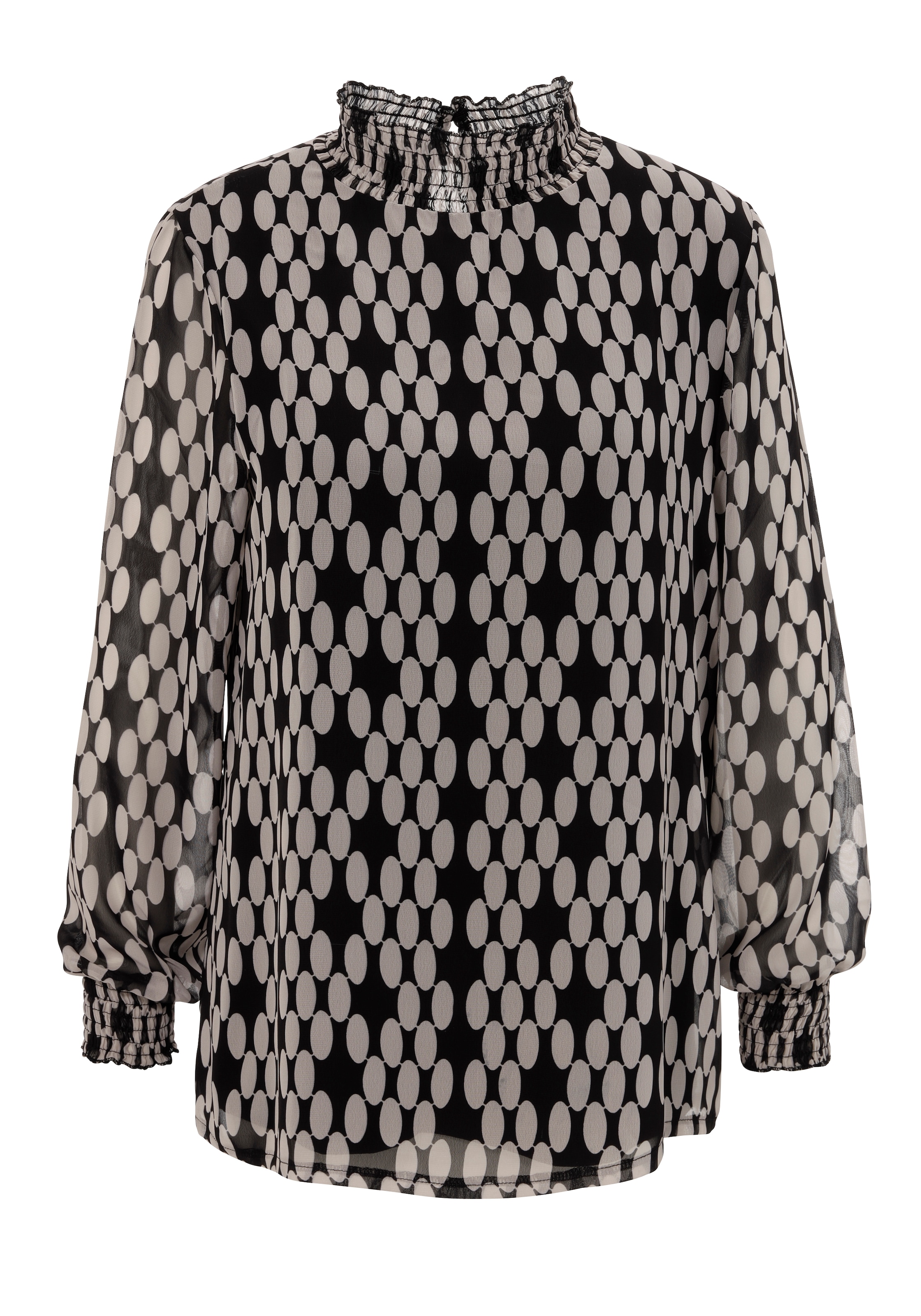 Aniston SELECTED Chiffonbluse, mit grafischen Muster und Smok-Einsätzen