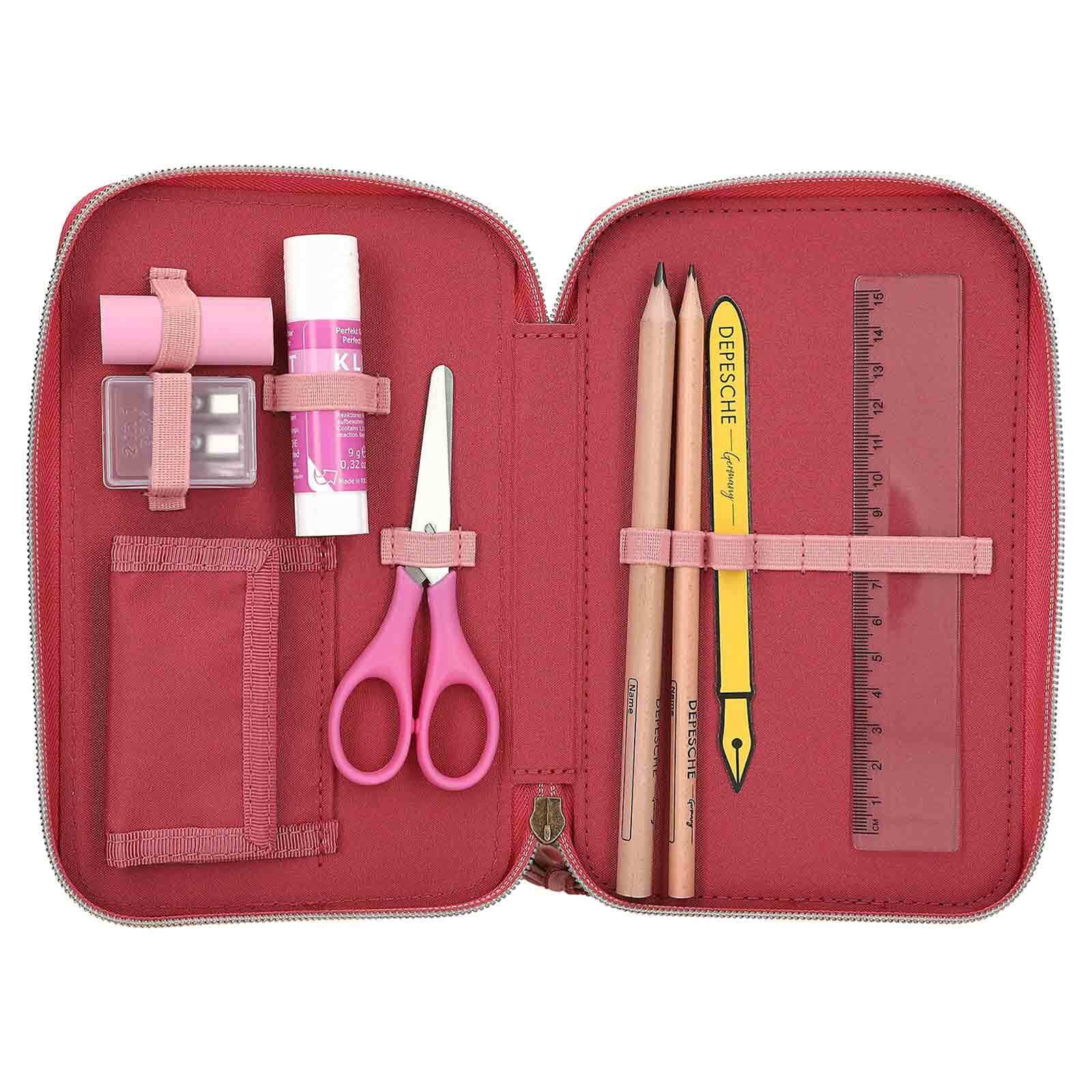 Depesche Buntstift »3-Fach Federtasche LEOHEART TOPModel 7,5 x 13 x 20 cm rosa«