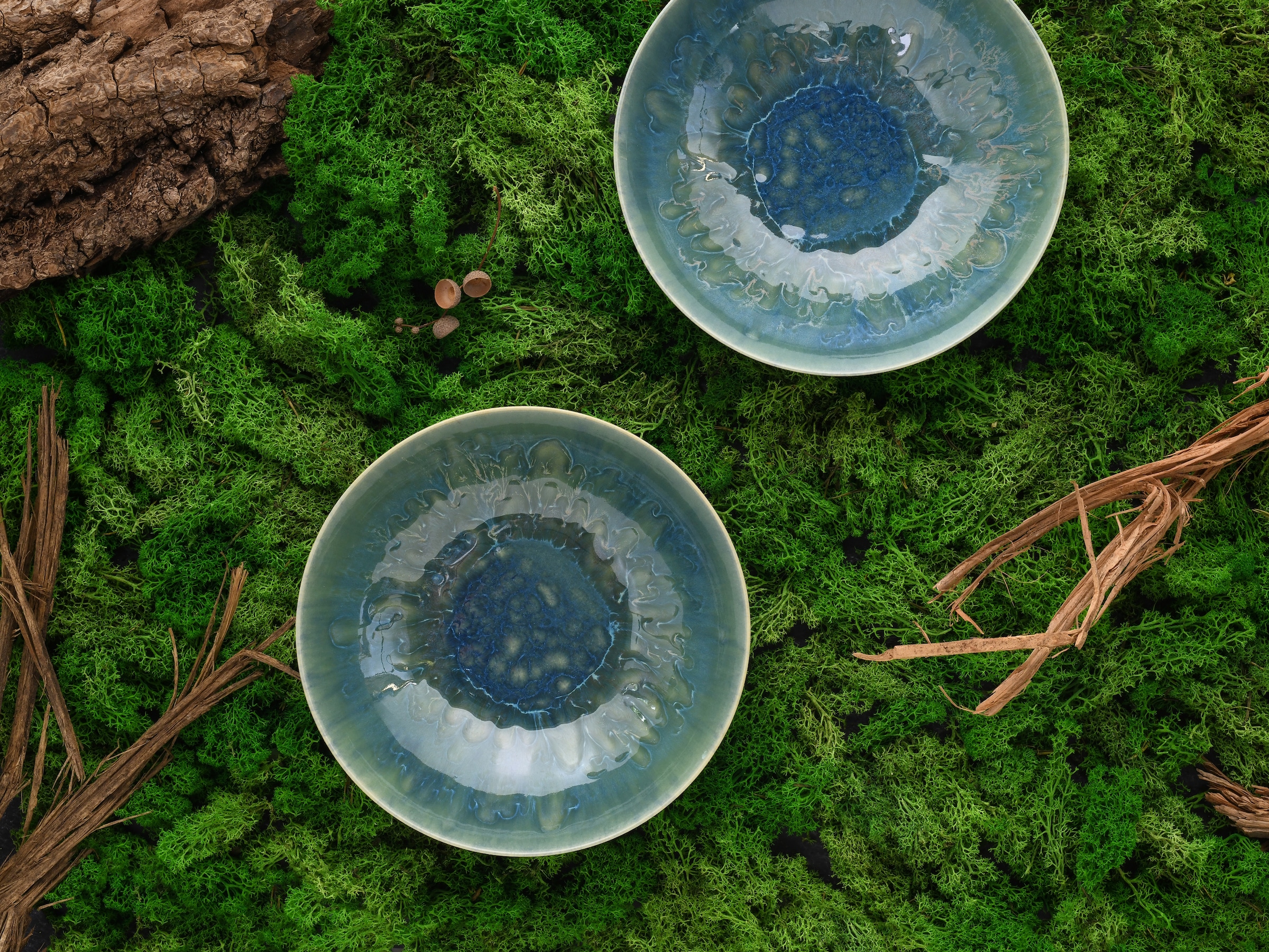 CreaTable Schüssel »Yuki« 2 Stk. aus Steinzeug Reaktiv-Digitaldruck, jedes Stück ein  Unikat, Ø 24 cm