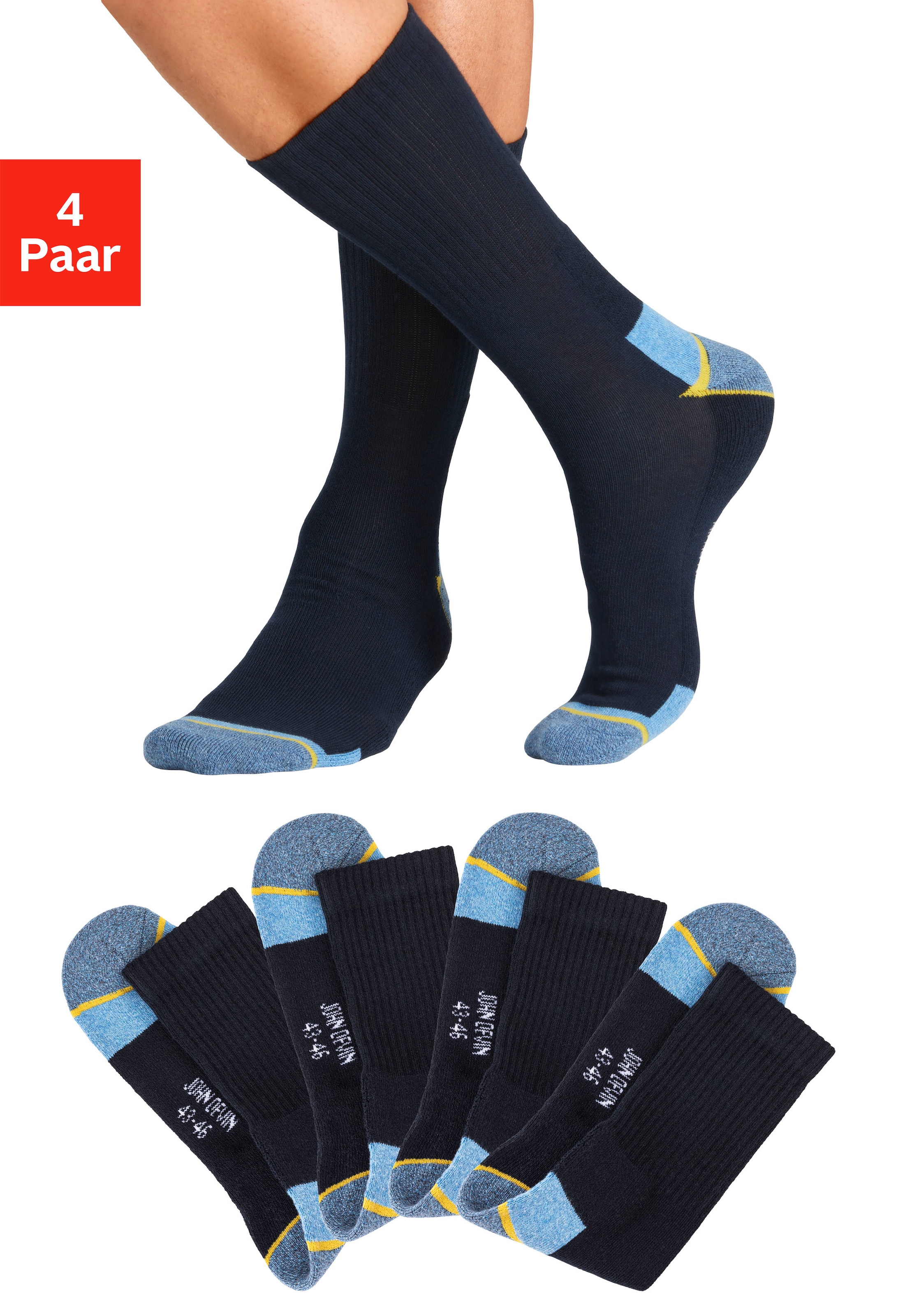 John Devin Herren Arbeitssocken Packung in blau, Größe 47-48