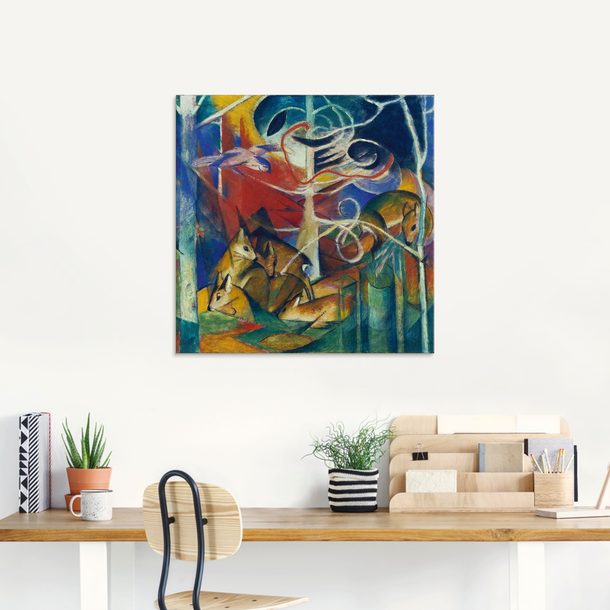 Artland Glasbild »Rehe im Walde I. 1913«, Wildtiere, (1 St.), in verschiedenen Größen