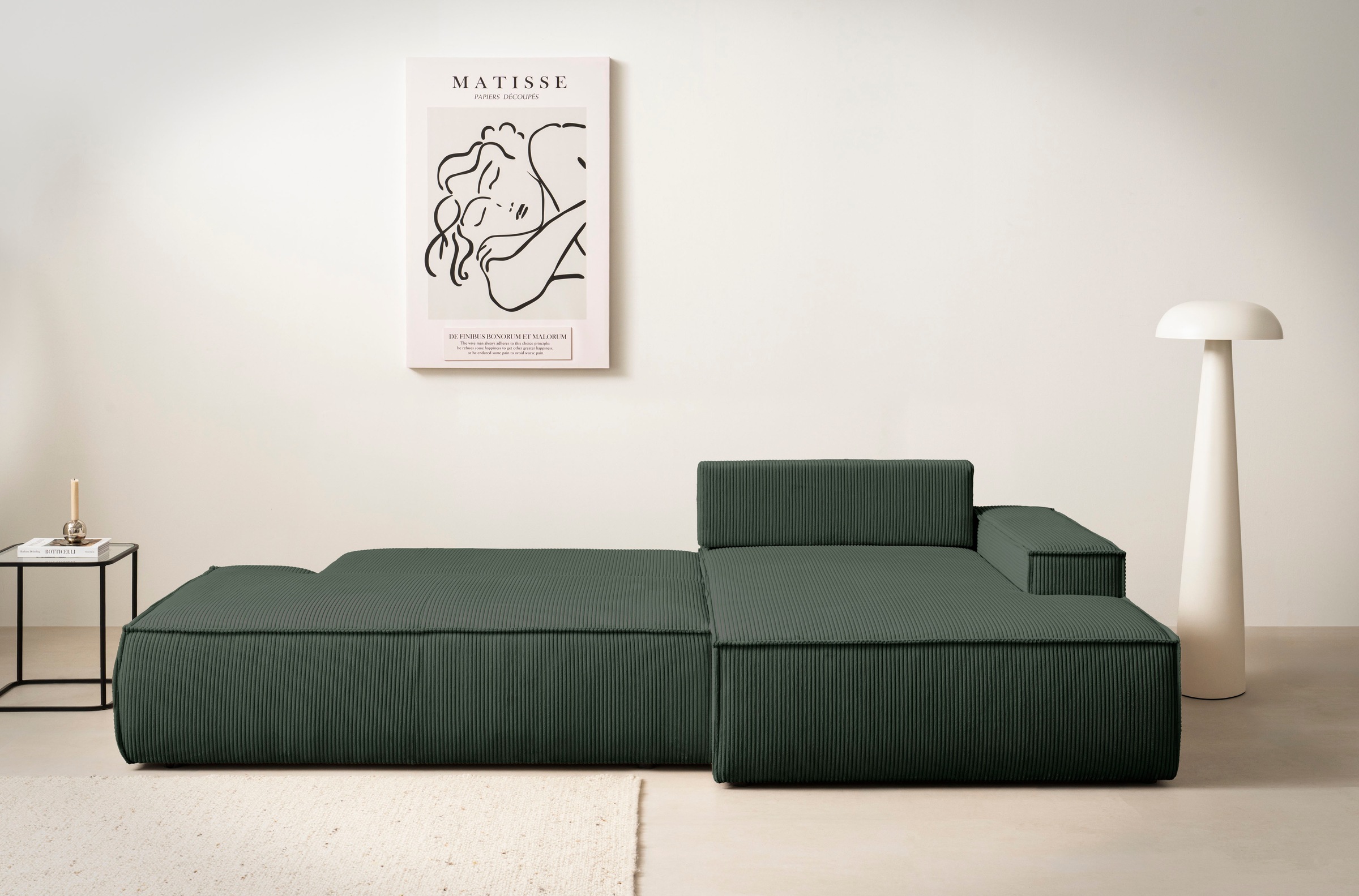 Home affaire Ecksofa »SHERWOOD, Schlafsofa in L-Form offen (275cm), Cord, Leinenoptik«, Schlaffunktion und Bettkasten, Kedernaht, hoher Sitz- & Liegekomfort