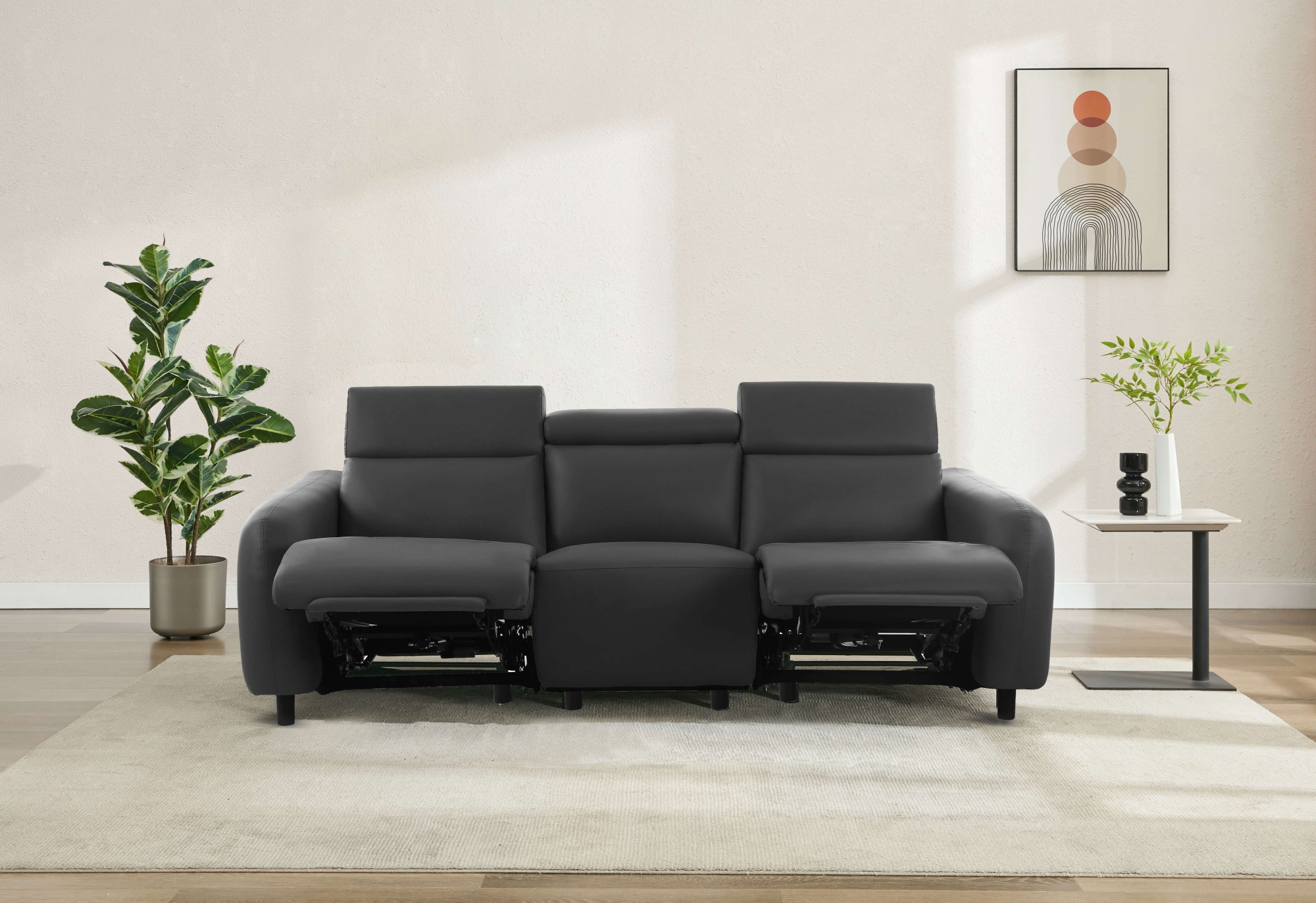 Home affaire 3-Sitzer »SKAANE Kunstleder, 229 cm, manuelle-u. elektrische Relaxfunktion«, Relax-Funktion in 2 Sitzen, Kopfteilverstellung, Federkernpolsterung