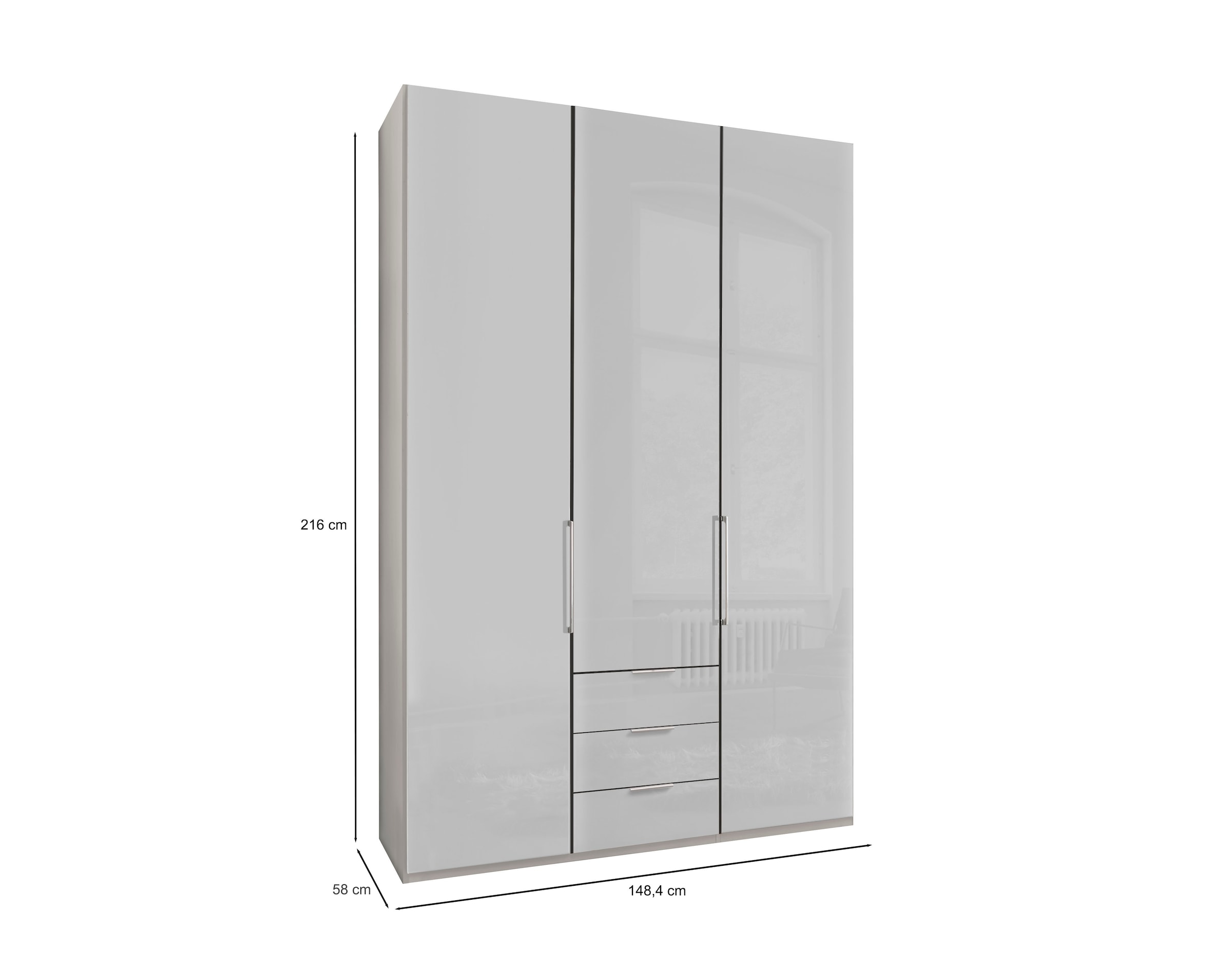 WIEMANN Kleiderschrank »Monaco« mit Glasfront sowie hochwertigen Beschlägen inkl. Dämpfung