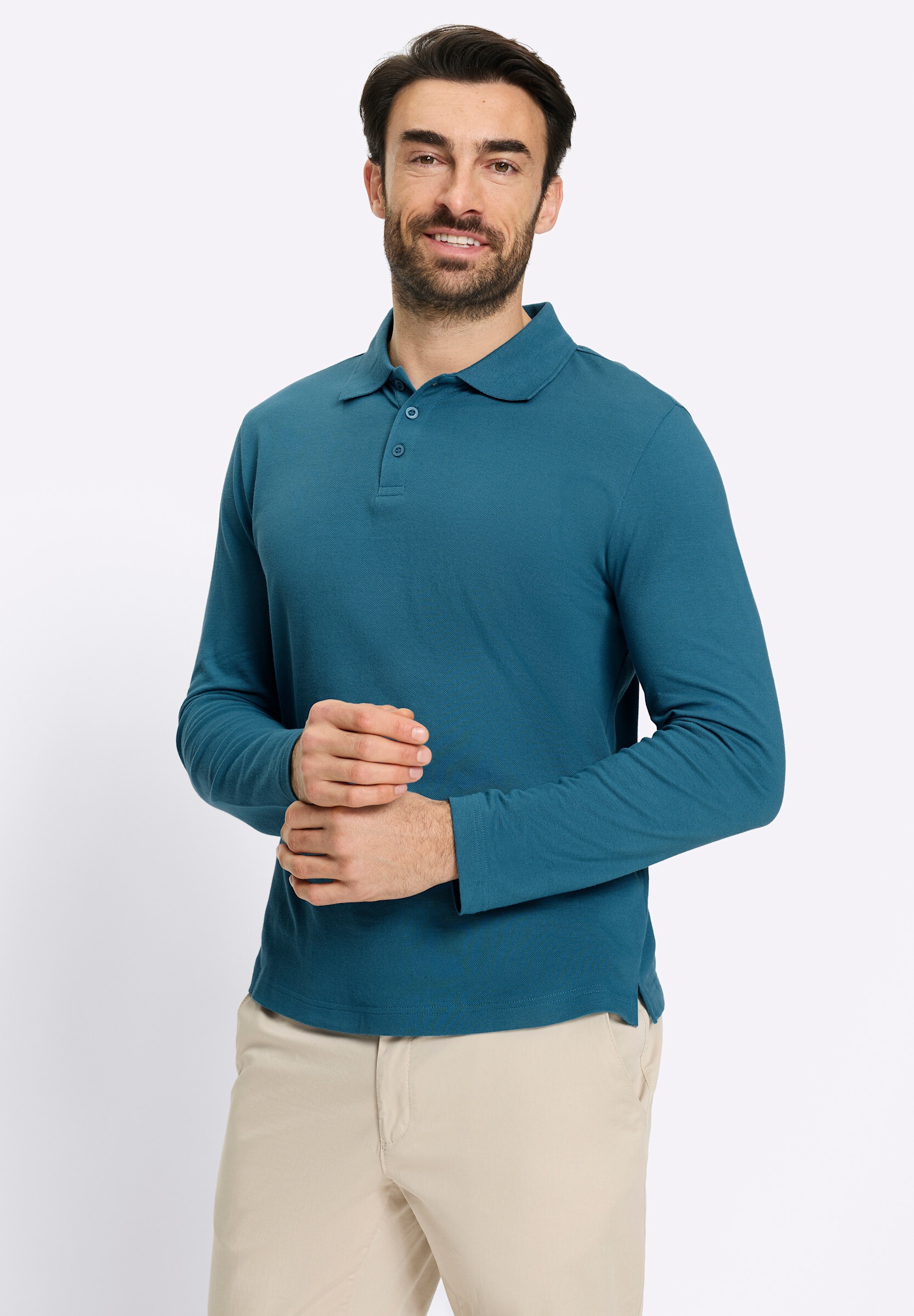 Witt Poloshirt »Langarm-Poloshirt Langarm-Poloshirt mit Flachstrick-Kragen«