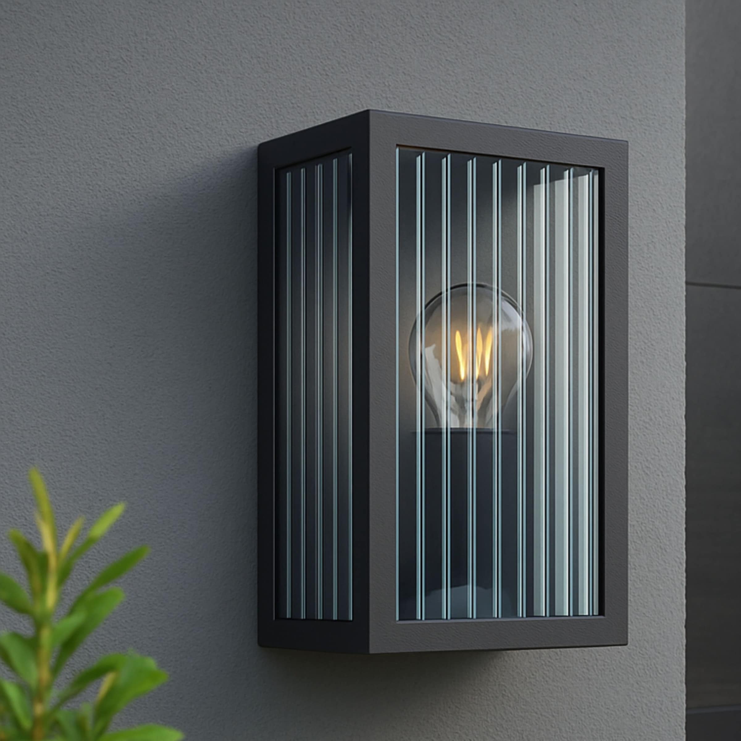 my home Außen-Wandleuchte »GETTA - Außenleuchte« E27 1 Stk. Riffelglas, E27, IP44, Metall/Glas, schwarz, Wandlampe, Outdoor, Lampe