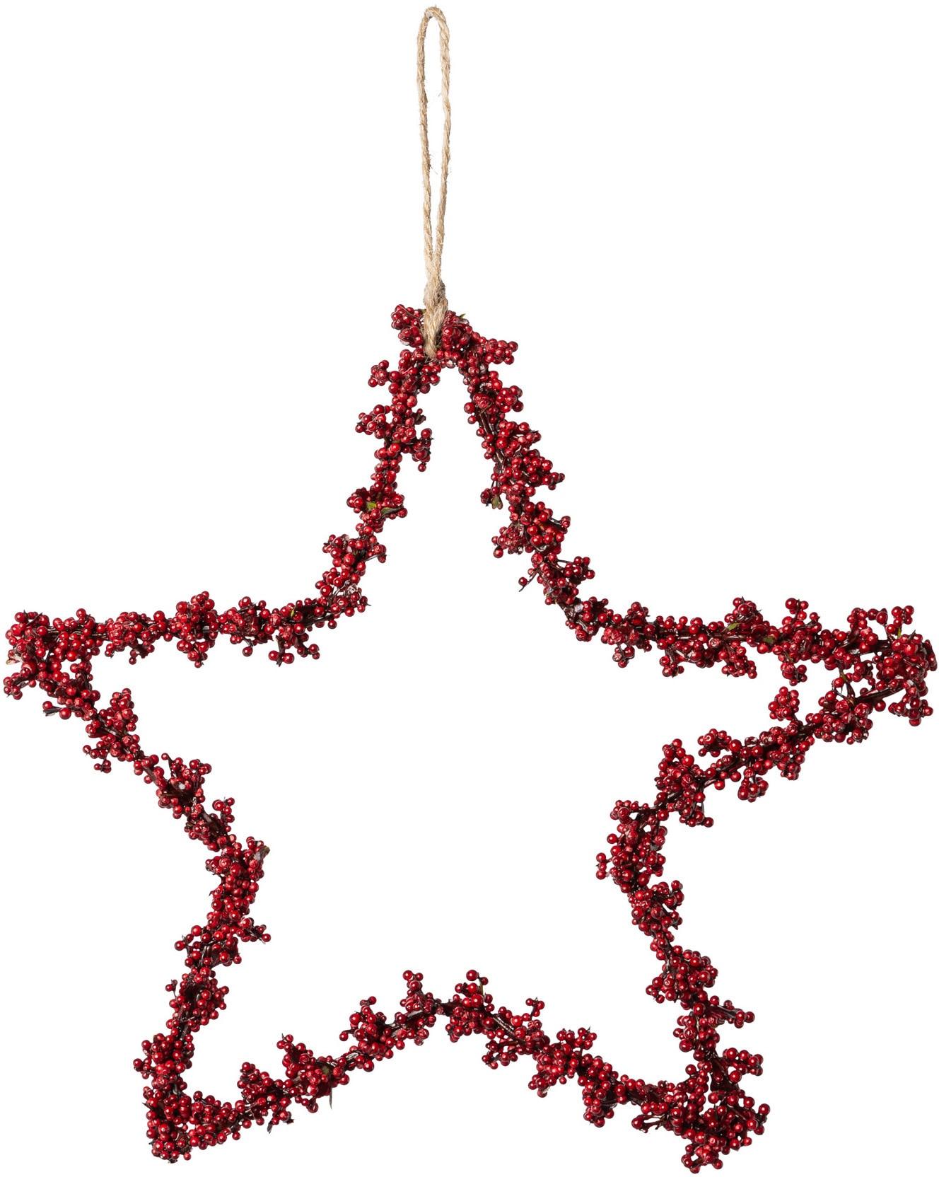 Creativ deco Dekostern »Weihnachtsstern, Weihnachtsdeko rot«, (6 St.), mit Mini-Beeren, Hängedekoration, 6er Set, Ø ca. 15 cm